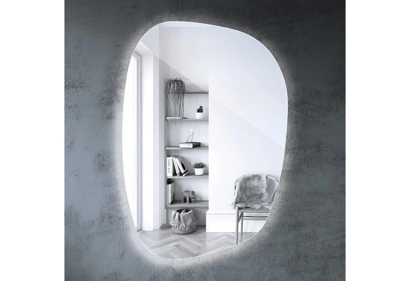 Tulup LED-Lichtspiegel Asymmetrische Klecksform mit Kaltweiß-Beleuchtung