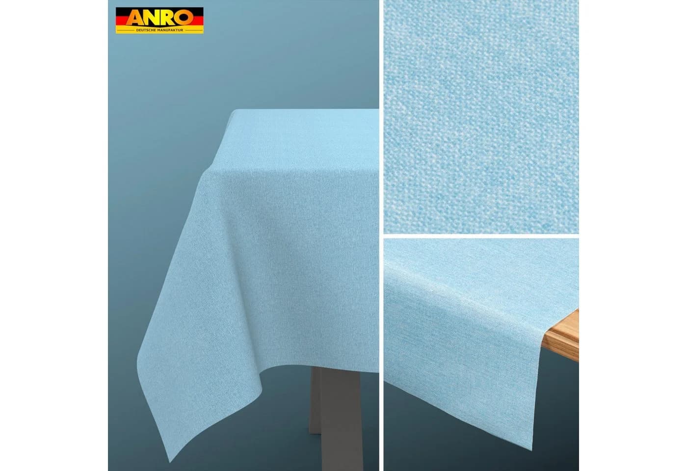 ANRO Tischdecke DanceDirty Hellblau abwaschbar Leinenoptik