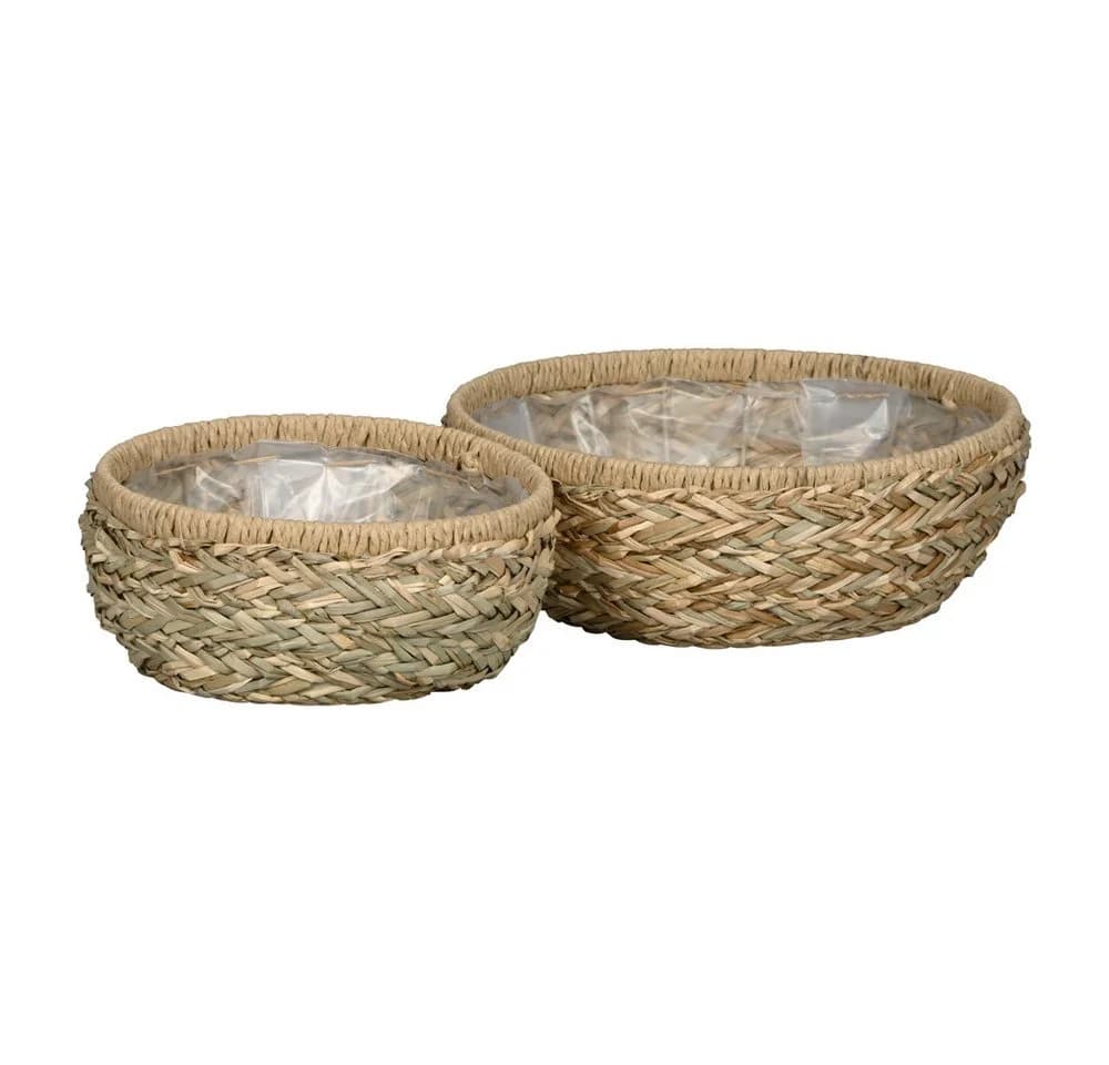 Posiwio Pflanzkübel 2tlg. Bali Gras geflochten Natur Boho