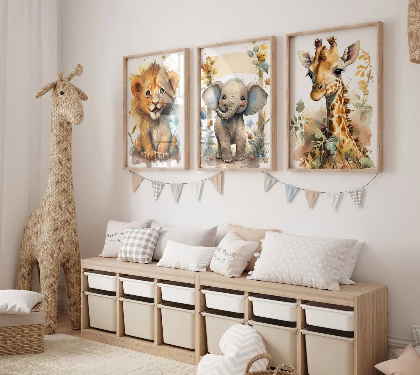 JUSTGOODMOOD Poster Safari Tiere Giraffe Dschungel Kinderzimmer