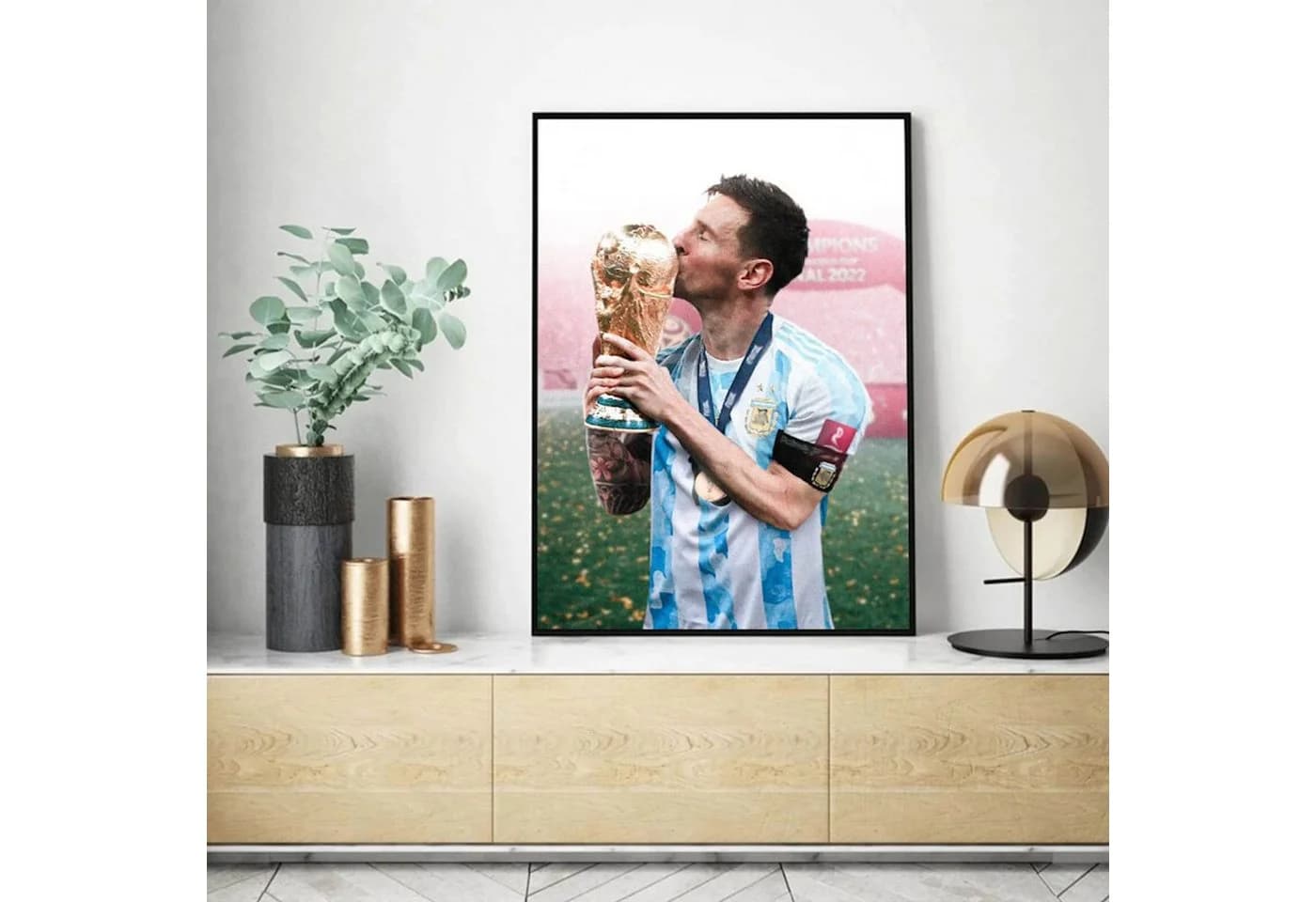 JUSTGOODMOOD Poster Fußball Messi Weltmeisterschaft 2022