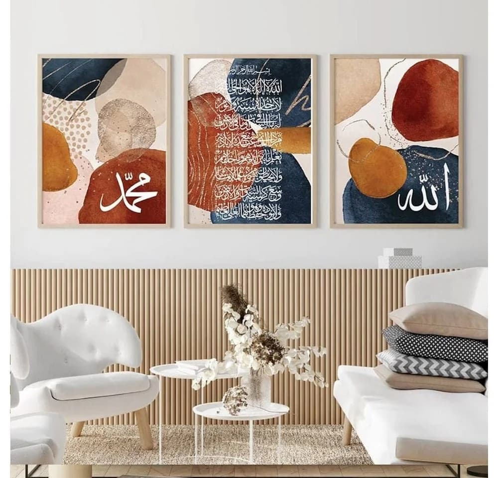 JUSTGOODMOOD Poster Kalligraphie Abstrakte Formen Gold Wandbilder