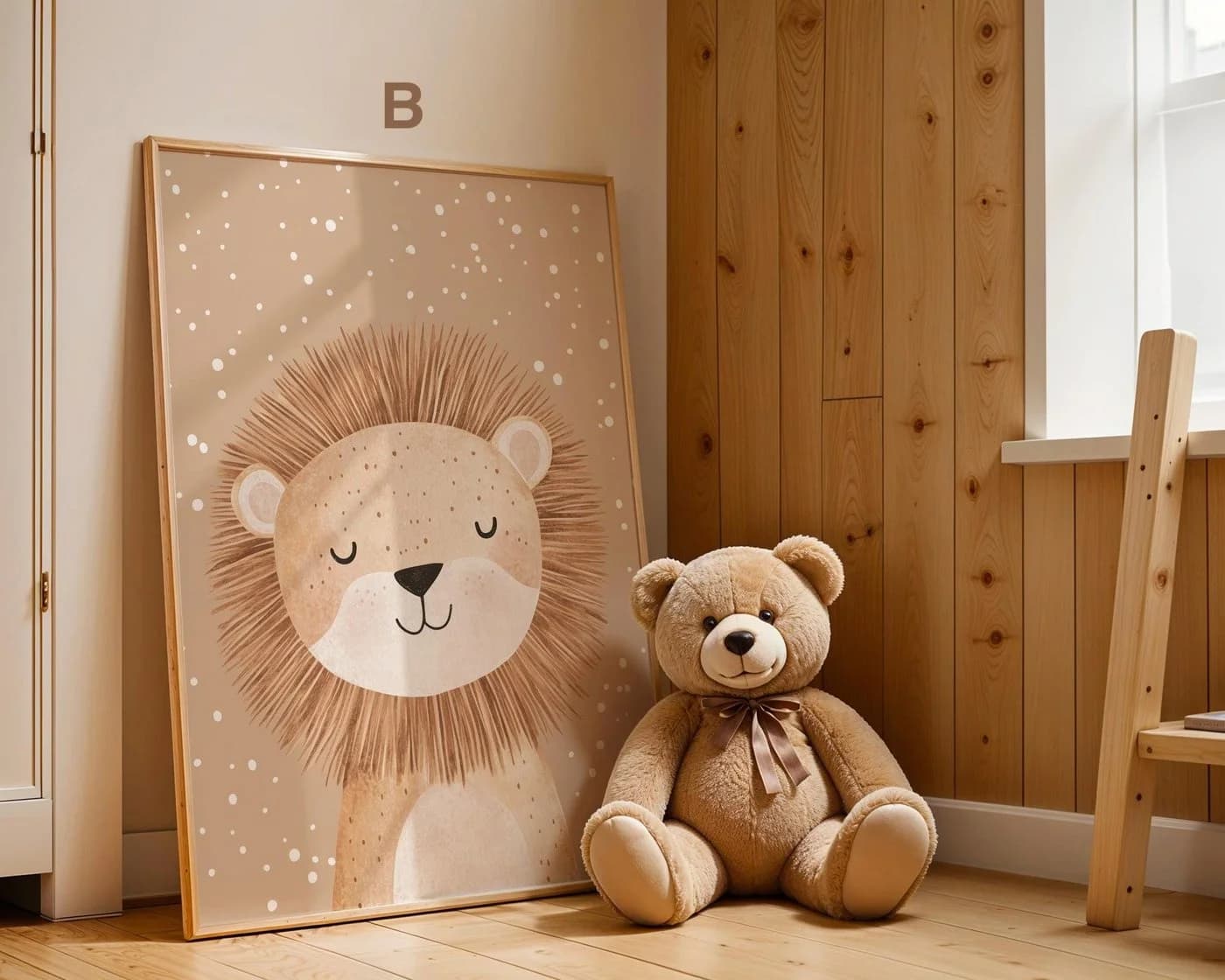 JUSTGOODMOOD Poster Premium Löwe Bär Biene Baumwolle Skandinavisch