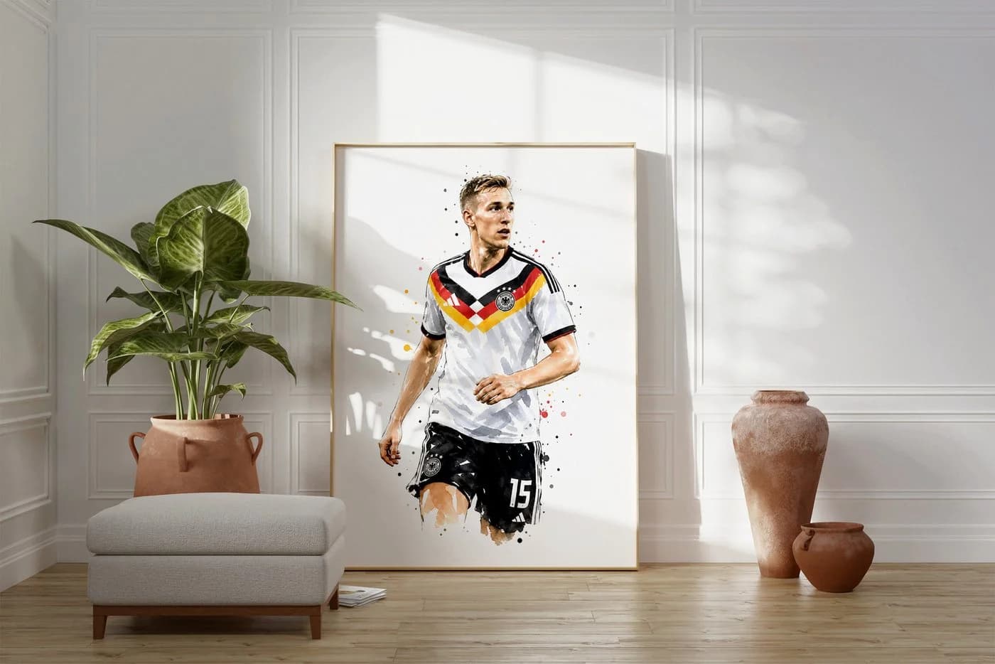 JUSTGOODMOOD Poster Deutschland Fußball Aquarell Sport Wandbild