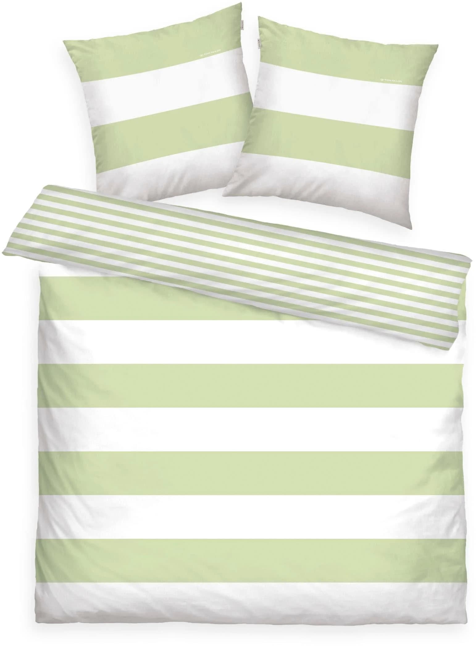TOM TAILOR HOME Wendebettwäsche SIENA Grün Gestreift Renforcé