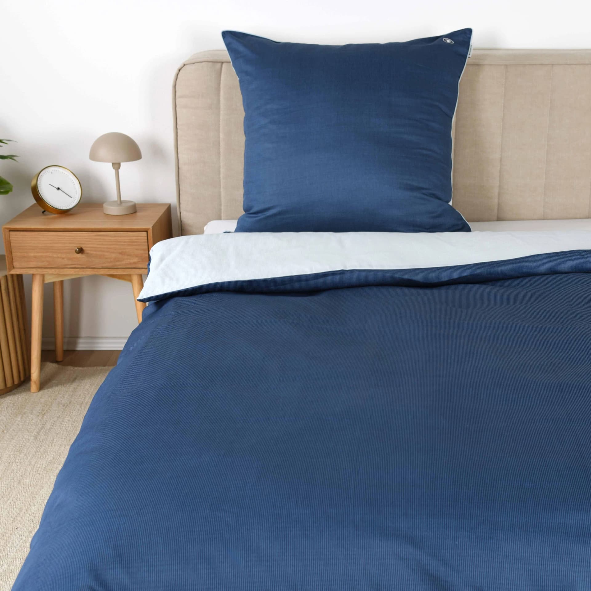 TOM TAILOR HOME Bettwäsche Set Blau Satin Gestreift