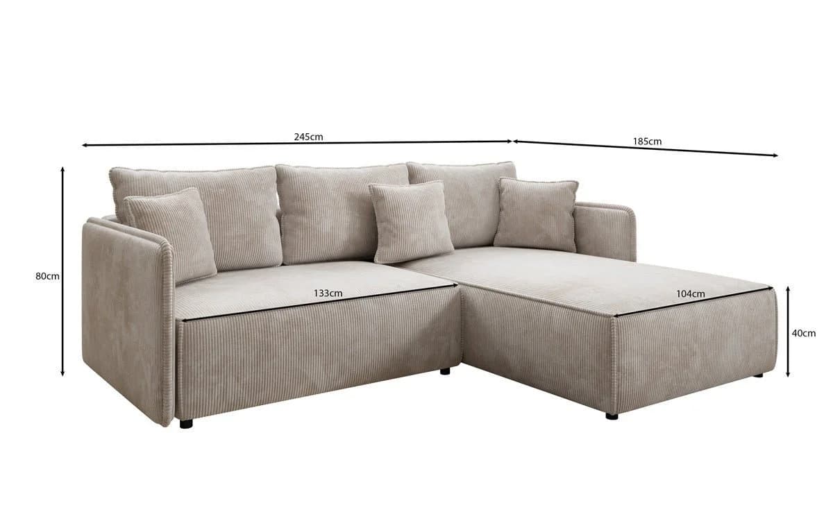 Luxusbetten24 Schlafsofa Marlen Cord Grau mit Stauraum