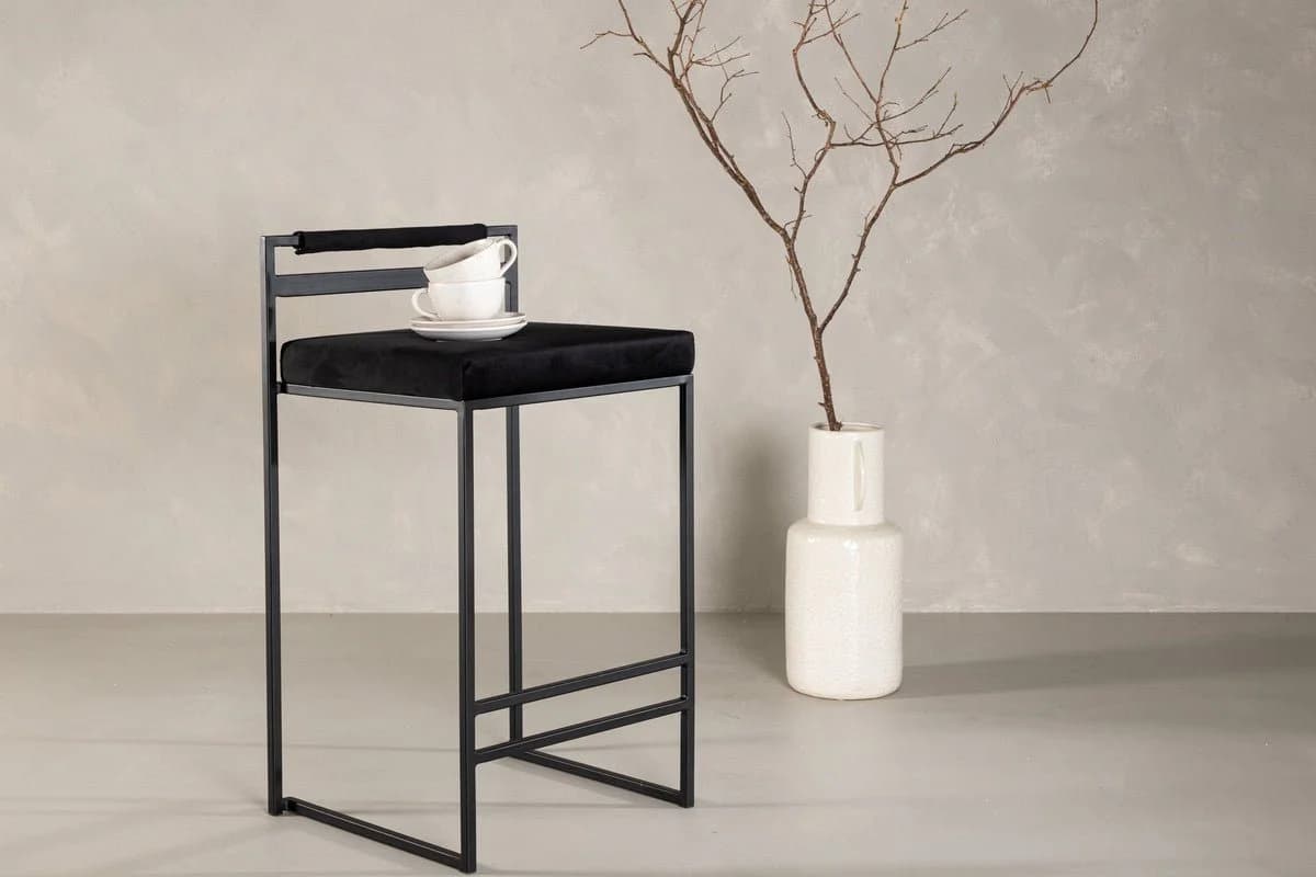Luxusbetten24 Barhocker Ophelia 2er Set Schwarz Samt