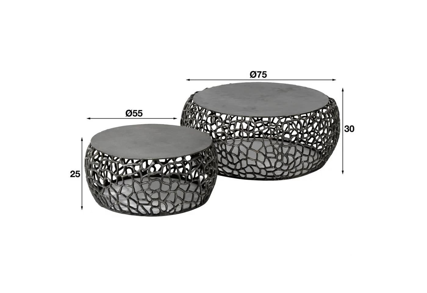 Luxusbetten24 Couchtisch Marulo 2er Set Schwarz Nickeloptik