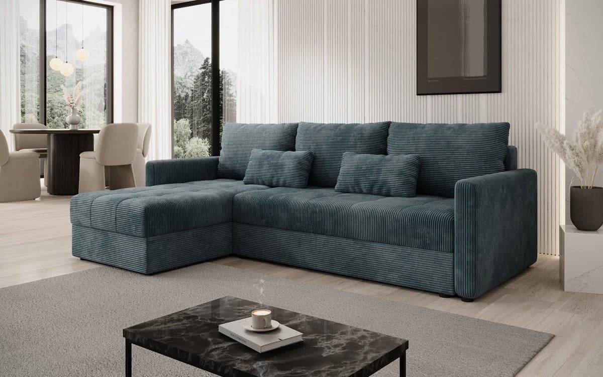 Luxusbetten24 Schlafsofa Designer Sofa Roma in Cord mit Stauraum