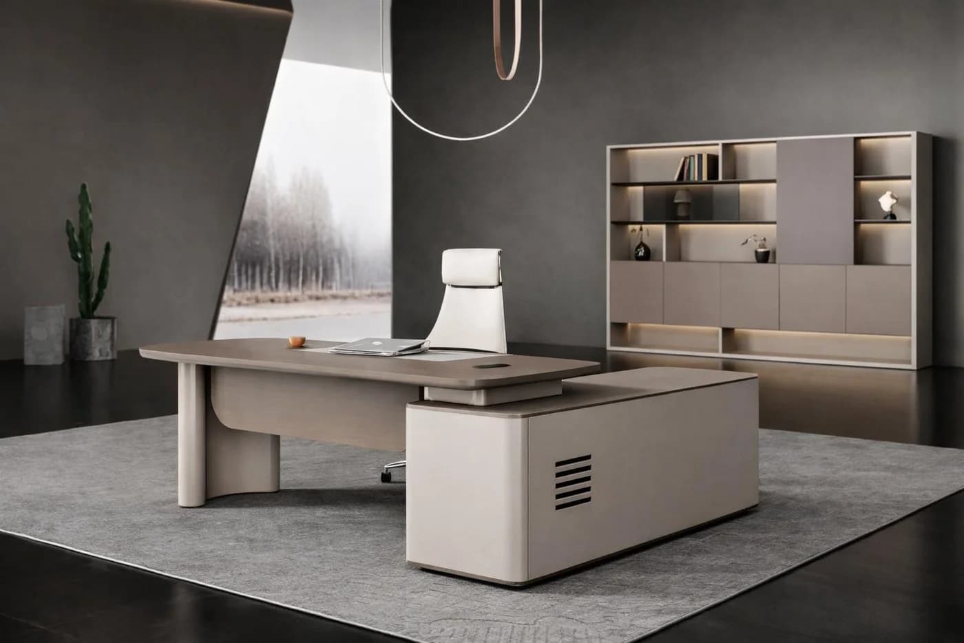 JVmoebel Büromöbel-Set Chefschreibtisch, Büroschrank & Sessel Elegantes Design