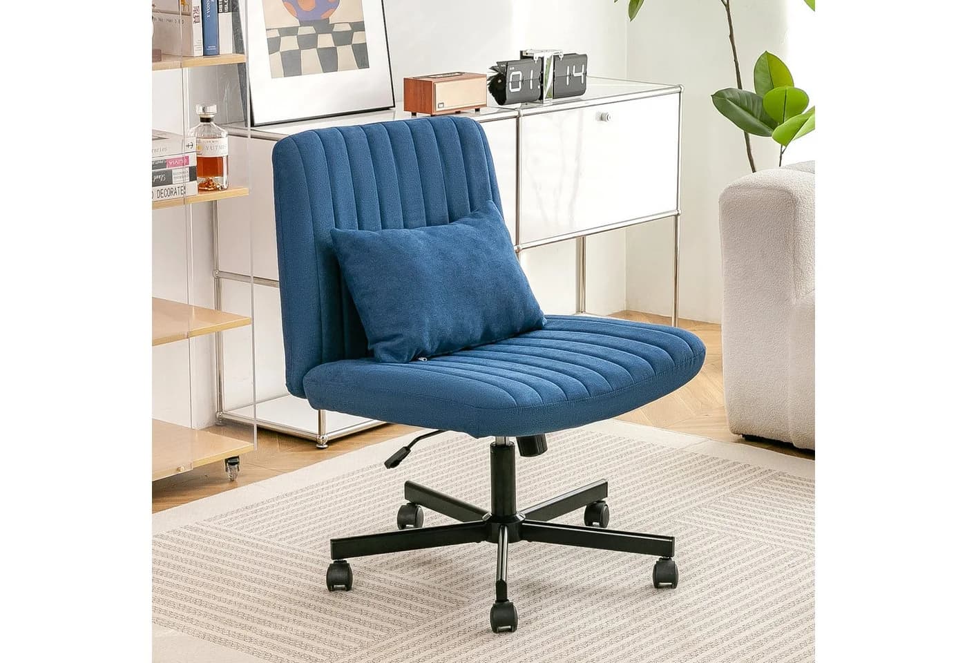 MODFU Bürostuhl Blau Höhenverstellbar Ohne Armlehne
