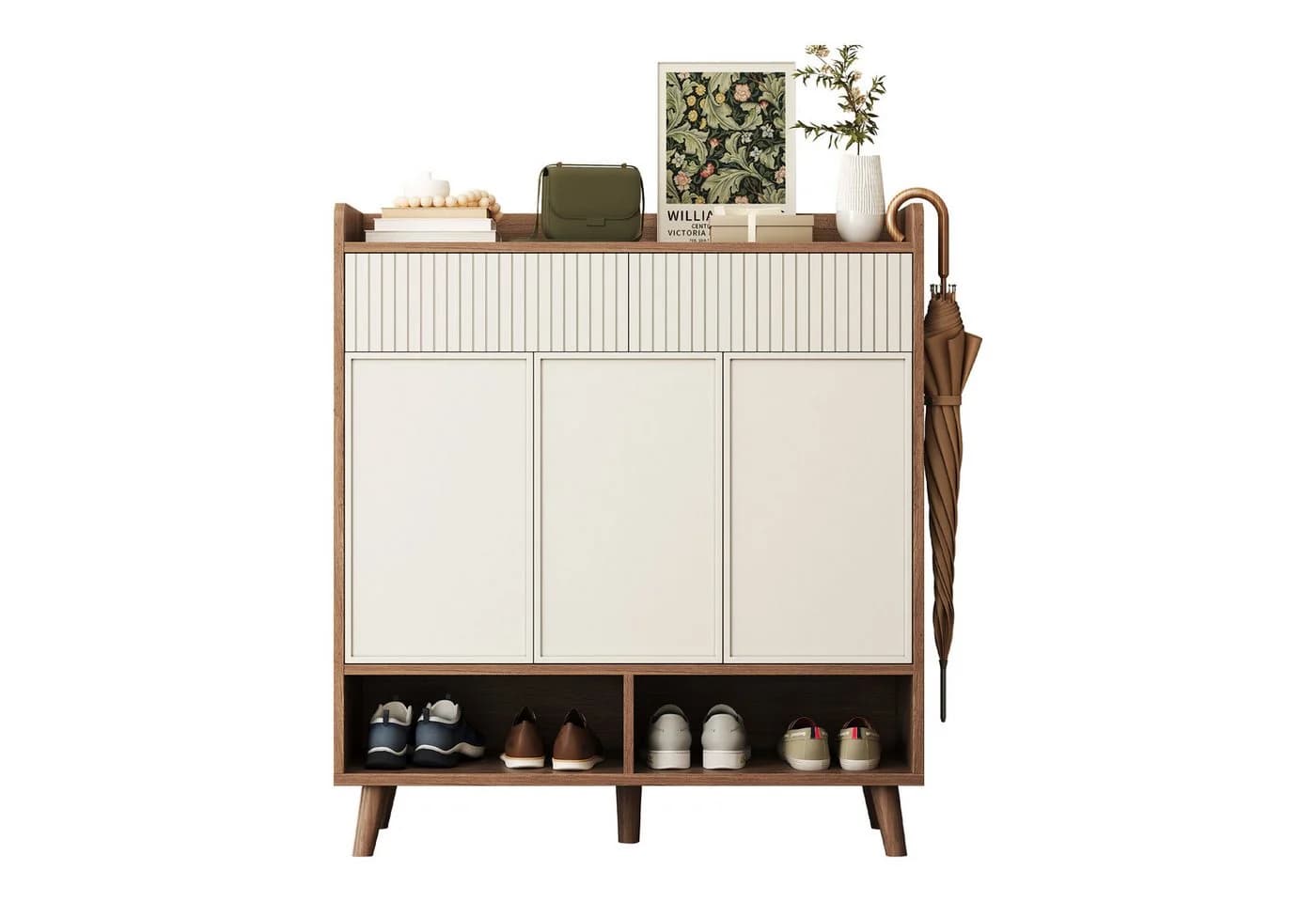 MODFU Sideboard mit verstellbaren Einlegeböden Weiß/Natur