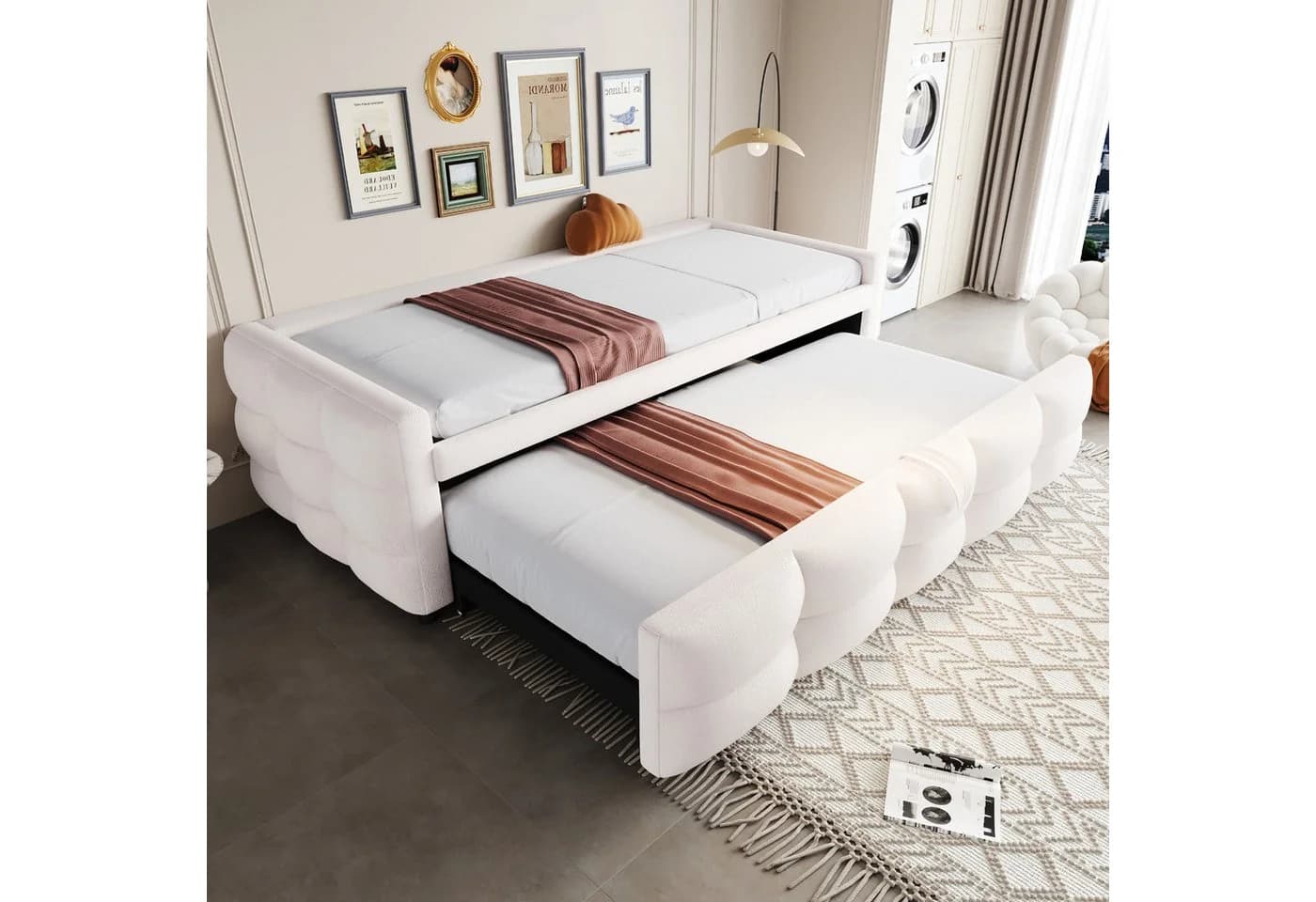 STILVORA Schlafsofa Teddy-Samt 90/180x190 cm Multifunktional