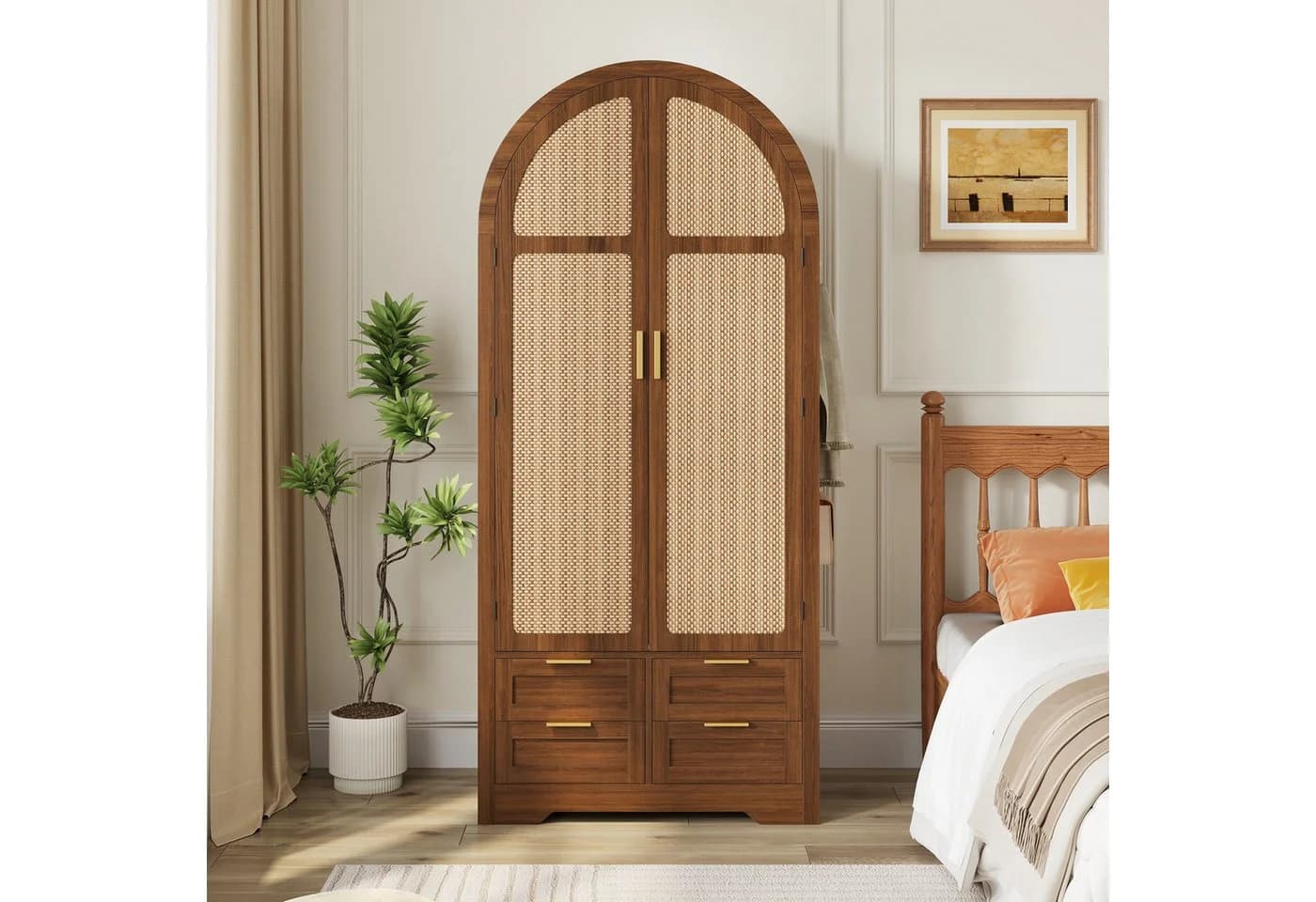 STILVORA Kleiderschrank mit Schubladen Eichenholzfarbe/Nussbaum
