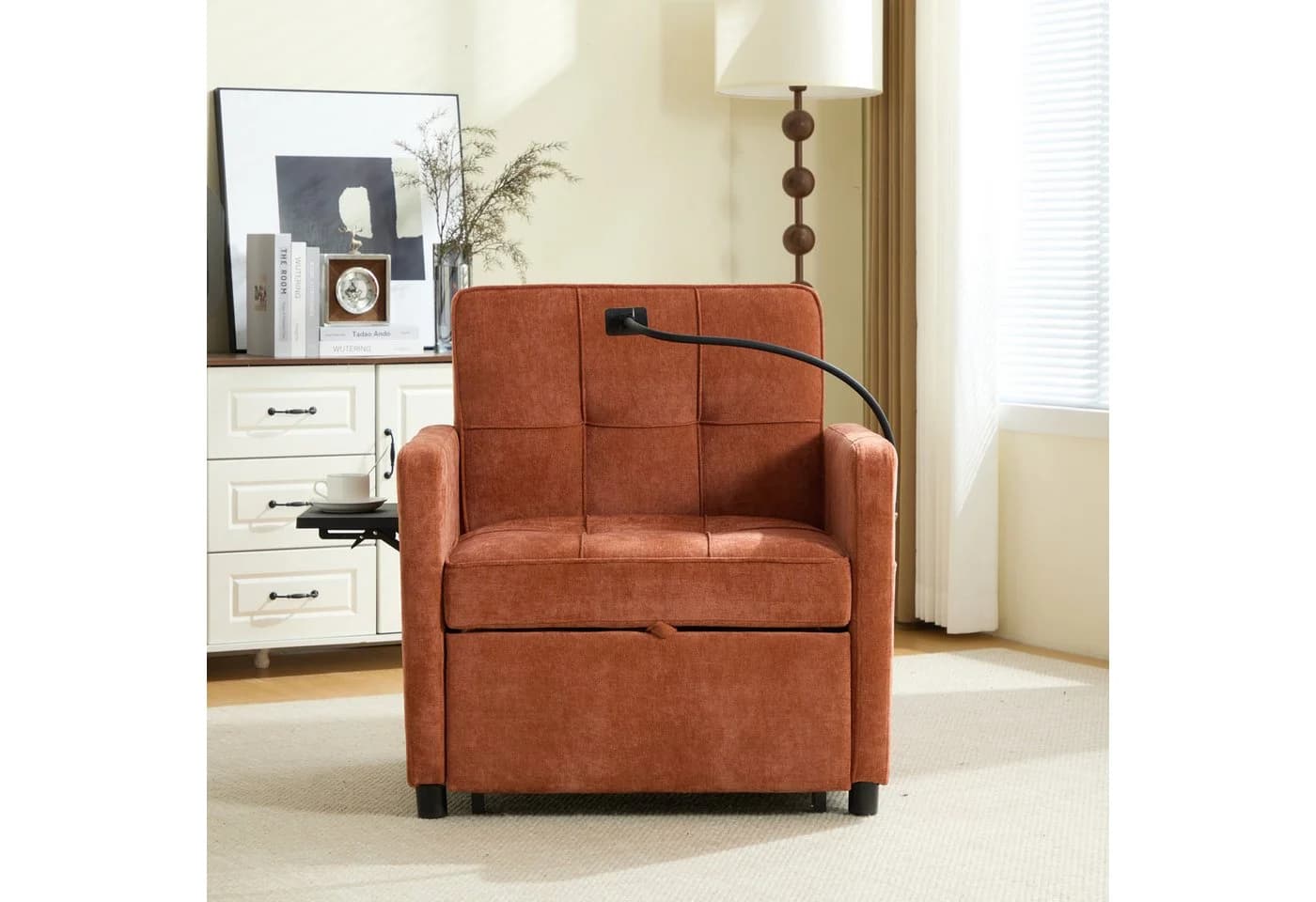 STILVORA Schlafsofa Chenille Orange 2-in-1 mit verstellbarer Rückenlehne