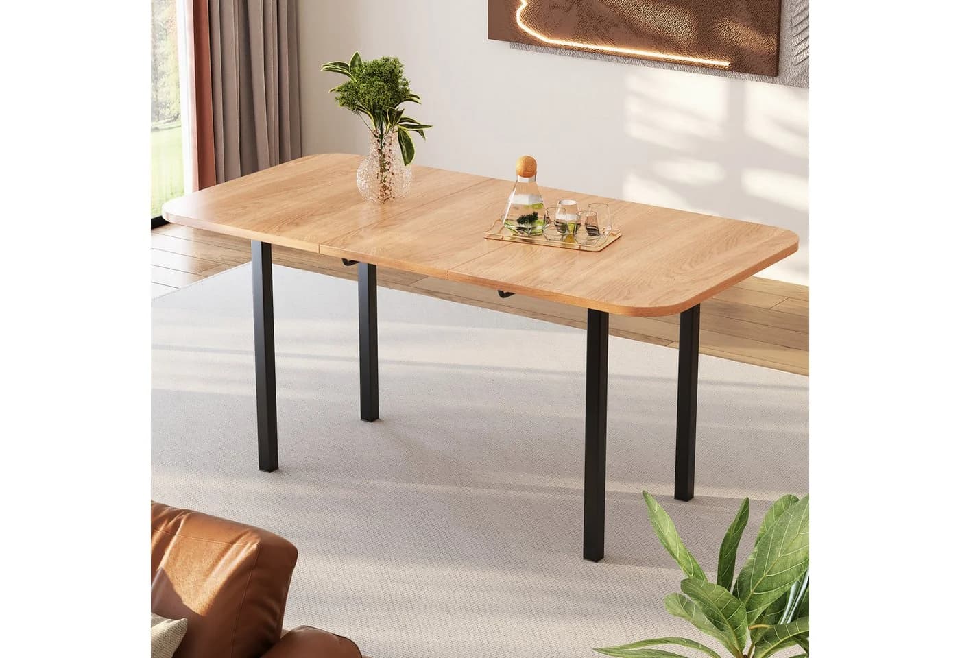 HAUSS SPOLE Ausziehbarer Esstisch Schwarz/Natur Modern