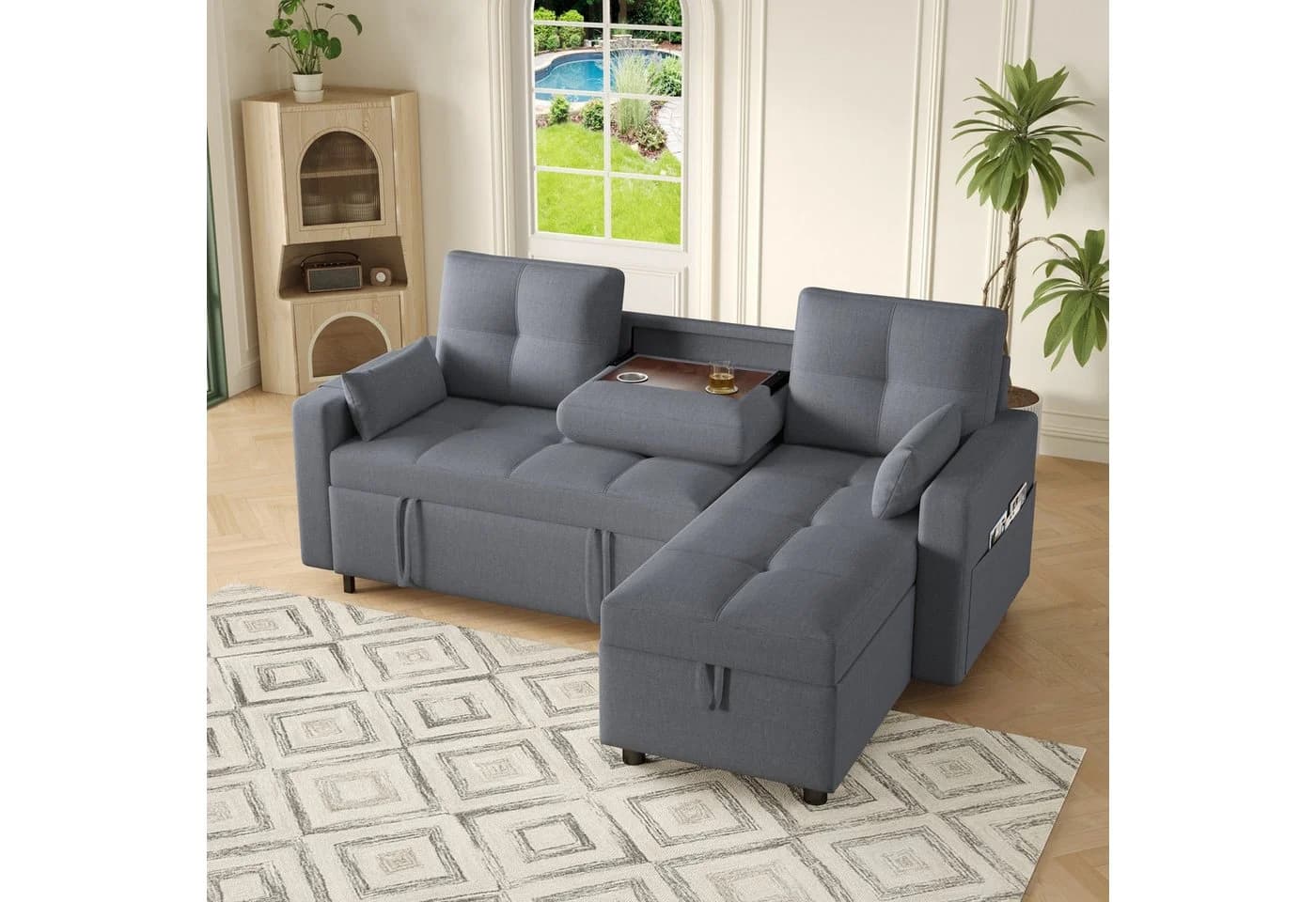 HAUSS SPOLE Schlafsofa mit Schlaffunktion Modernes L-Sofa mit Stauraum Ecksofa