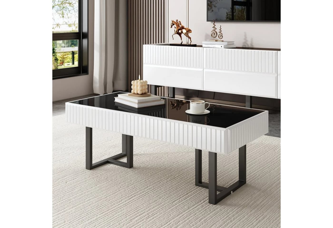 HAUSS SPOLE TV-Schrank mit Schubladen Schwarz-Weiß Klassisches Design