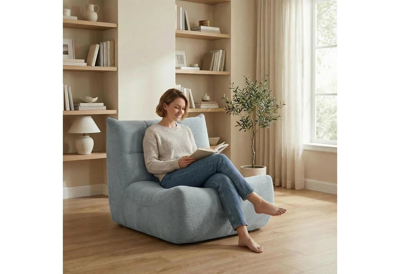 HAUSS SPOLE Sitzsack 1-Sitzer Stoffsofa Grau Chenille Ergonomisch