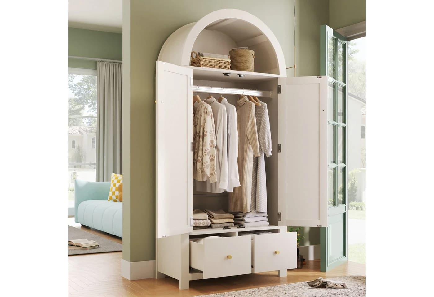 HAUSS SPOLE Kleiderschrank Bogenform Weiß Landhausstil