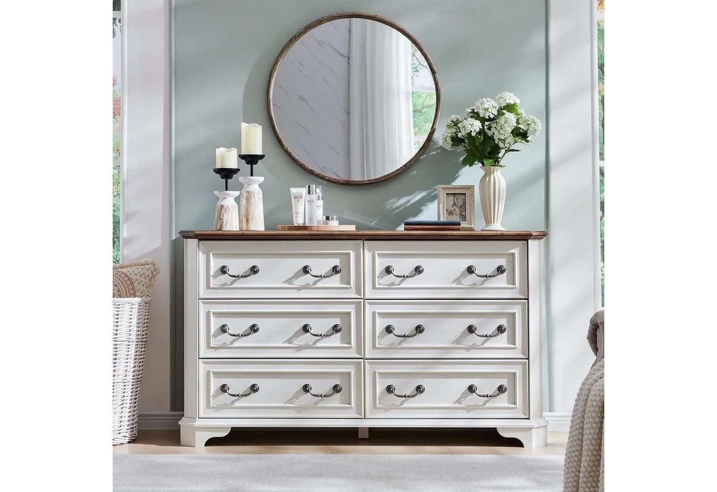 LuxusKollektion Kommode 6 Schubladen Landhausstil Antik Weiß