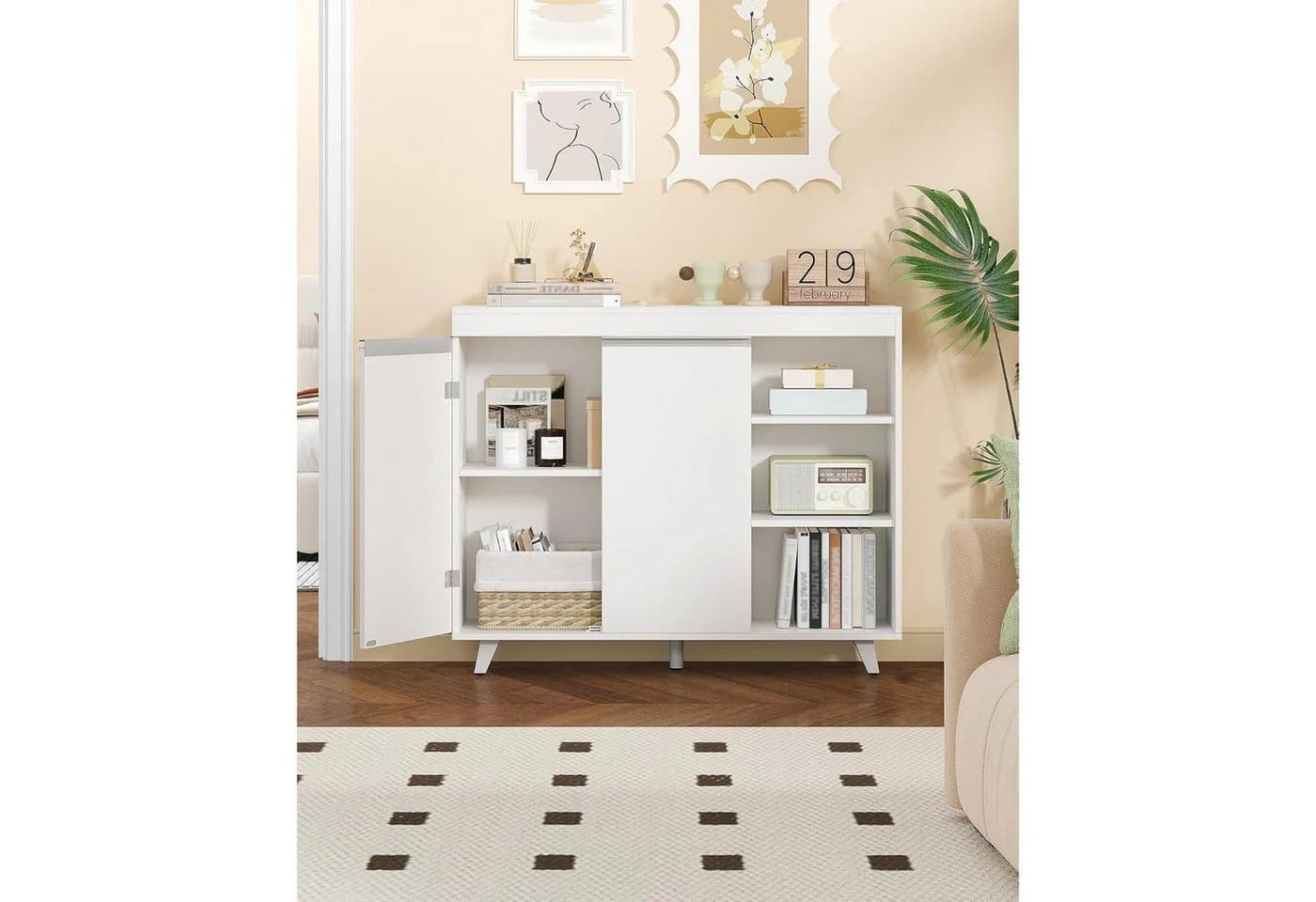LuxusKollektion Badkommode 2 Türen 3 Ablagen Weiß Modern