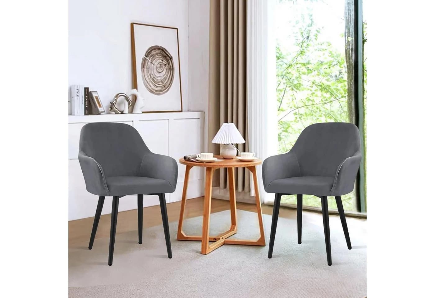 LuxusKollektion Stuhlhussen Stretch Samt 4erSet Grau