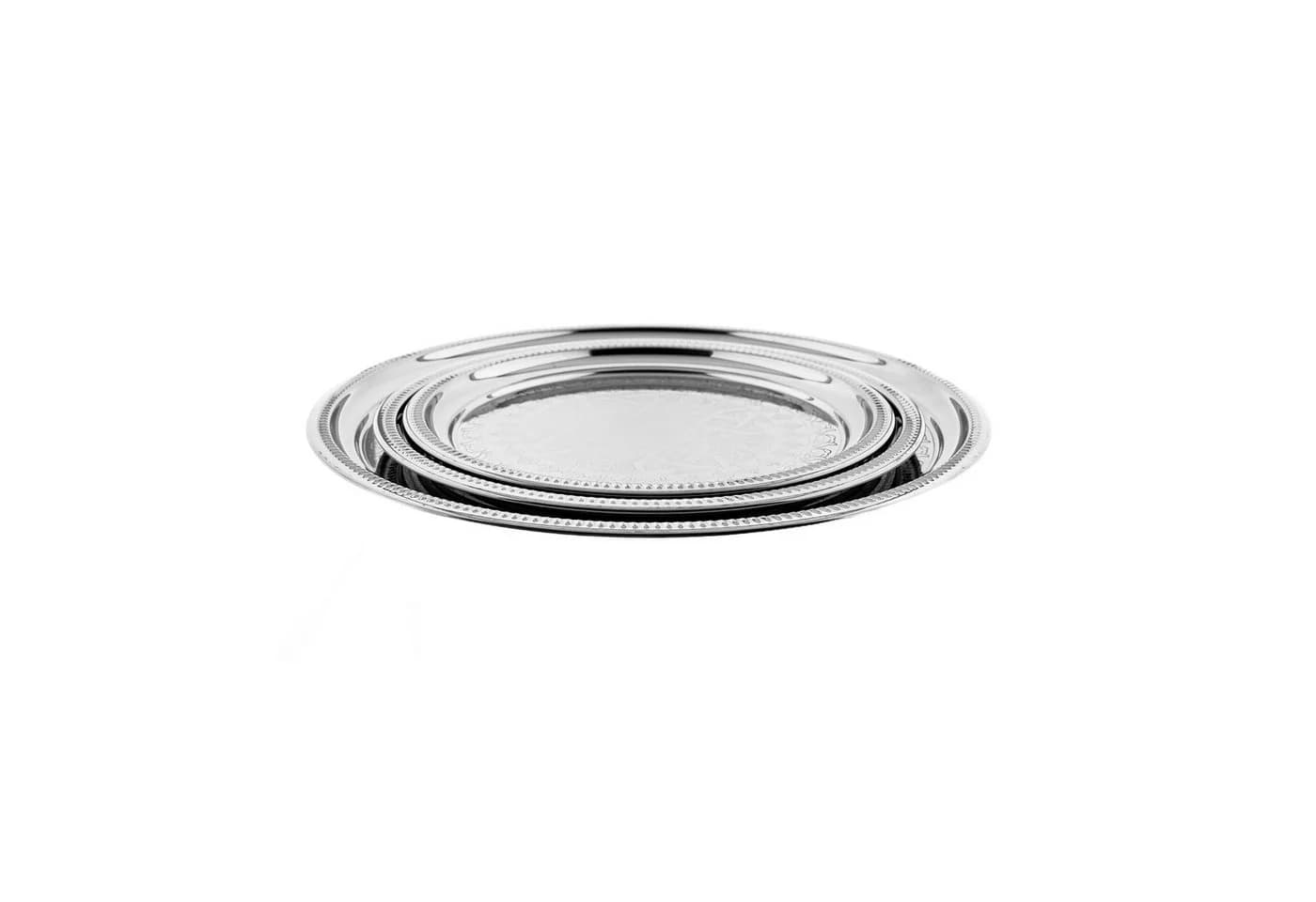 Sunay Orientalisches Serviertablett 3er-Set Silber Rund