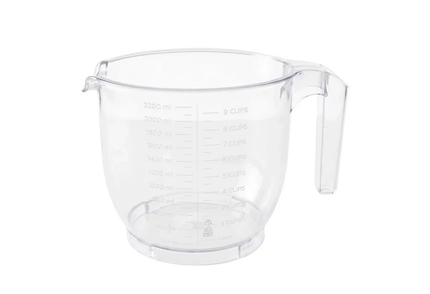 B-Home Messbecher 2-in-1 mit Rühr-Deckel 2200 ml Grau/Transparent