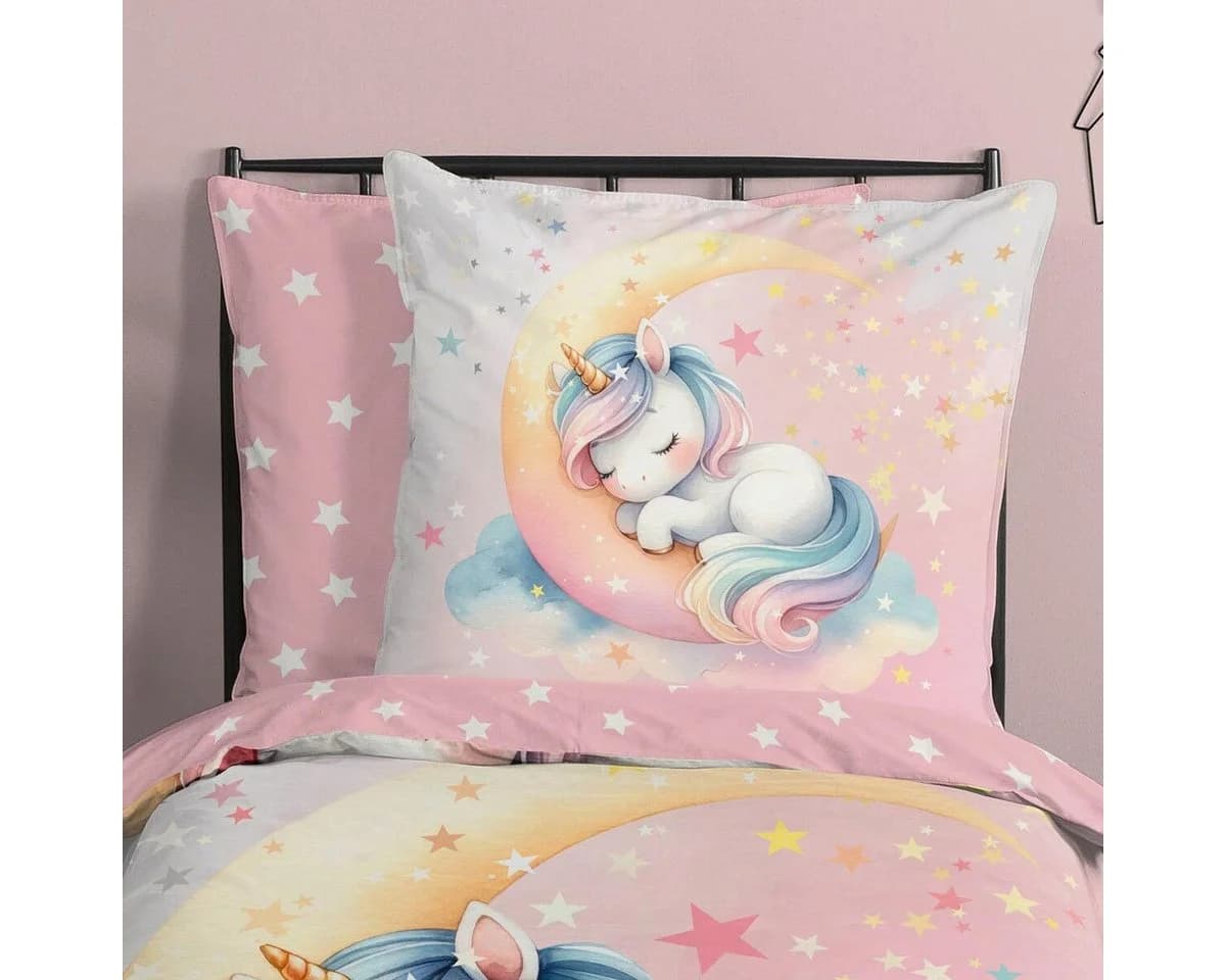 TRAUMSCHLAF Bettwäsche Einhorn und Mond Renforcé 2-teilig
