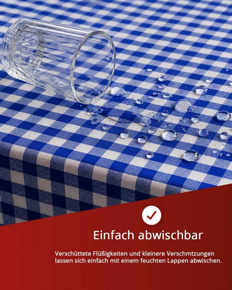 texpot Tischdecke Wachstuch kariert blau-weiß