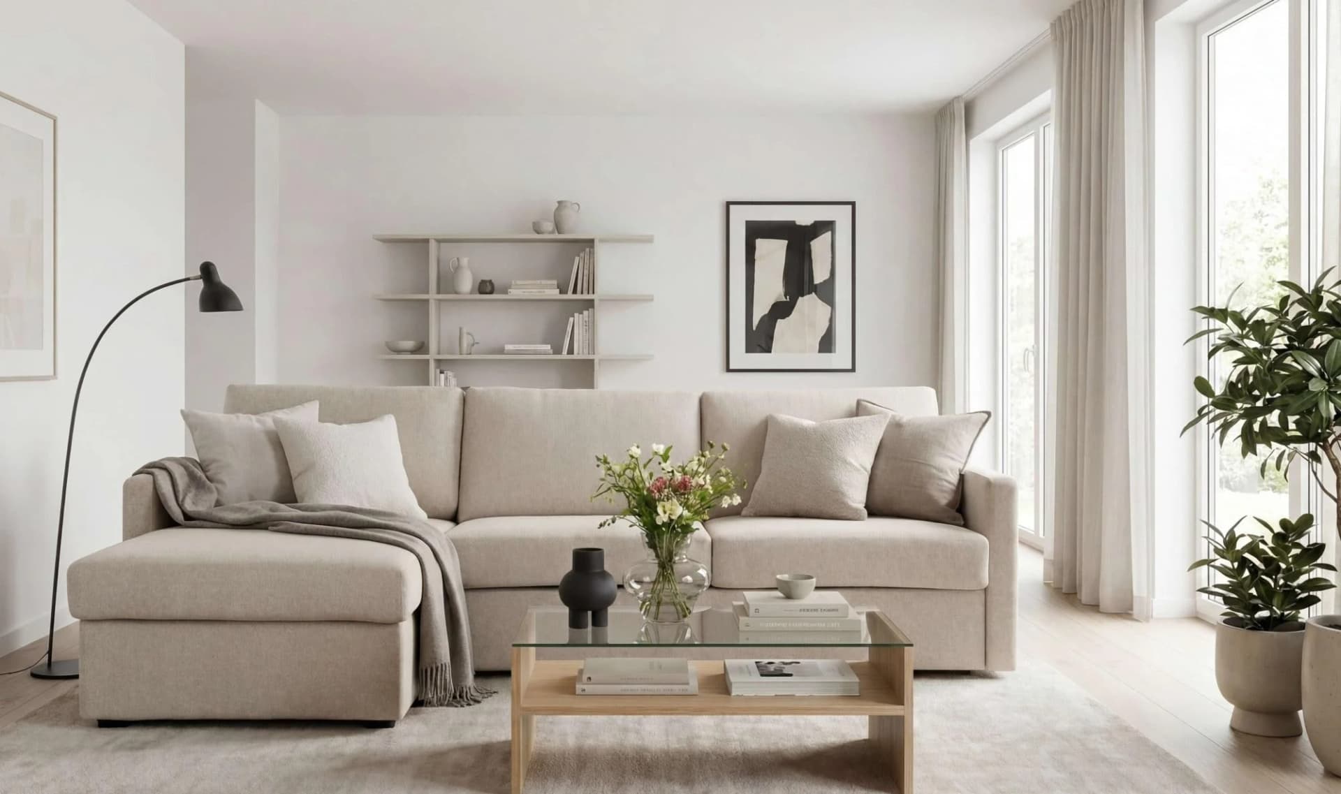 HOME AFFAIRE GOLDPOINT Ecksofa Schlafsofa Beige L-Form mit Bettkasten
