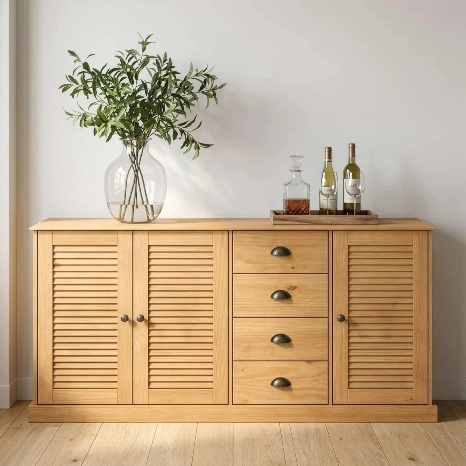 OTTO HOME Sideboard Turia 166cm Kiefernholz Massiv 3 Türen 4 Schubladen