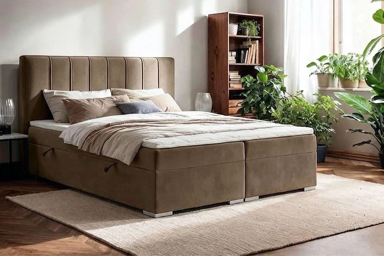 Home Affaire Boxbett GALLIPOL Beige mit Bettkästen, Matratze und Topper