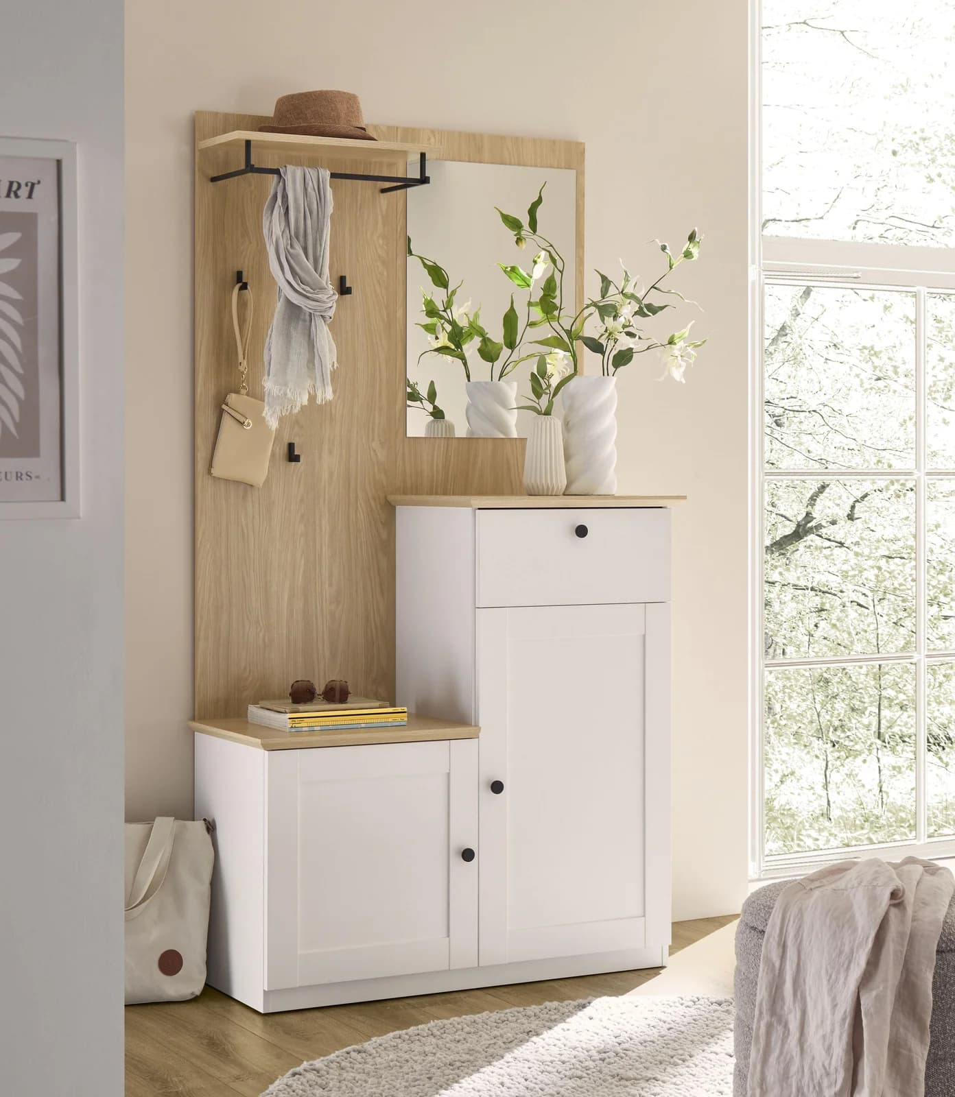 OTTO HOME Garderobe Brest Weiß Matt Eiche Landhausstil