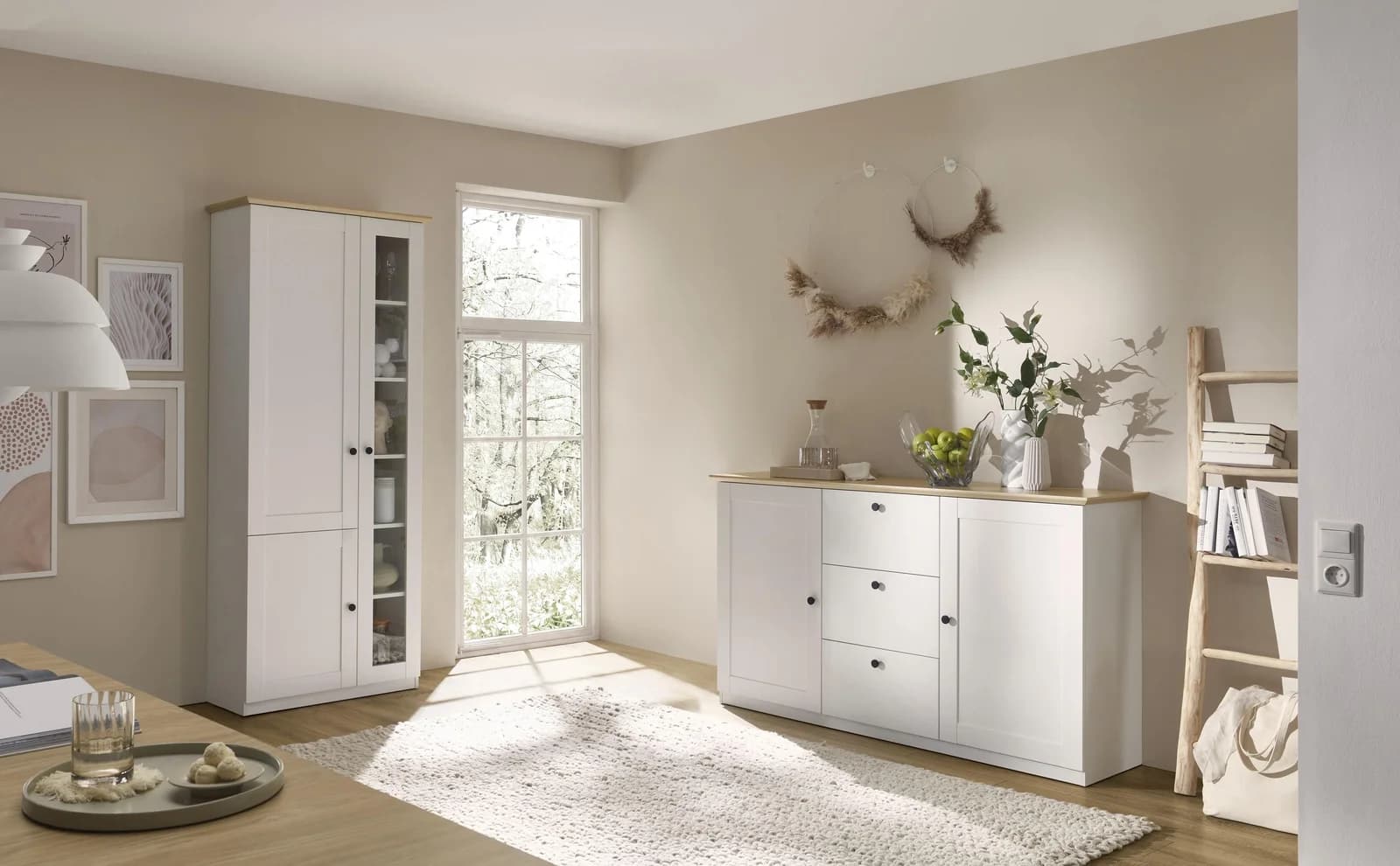 OTTO HOME Wohnwand Brest Komplettset weiß Eiche Landhausstil