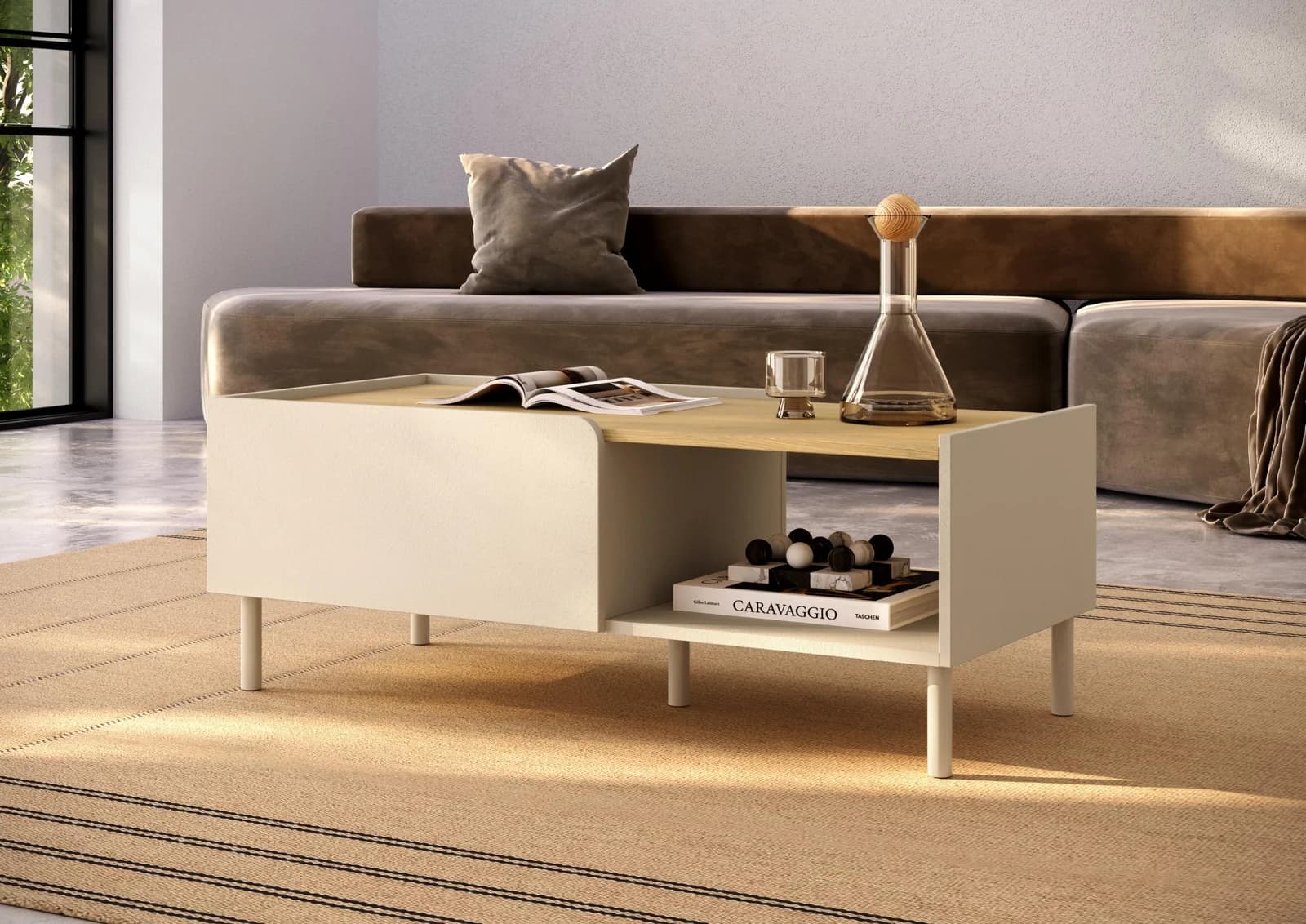 OTTO HOME Couchtisch Dobbiaco Beige Eiche Dekor mit Stauraum