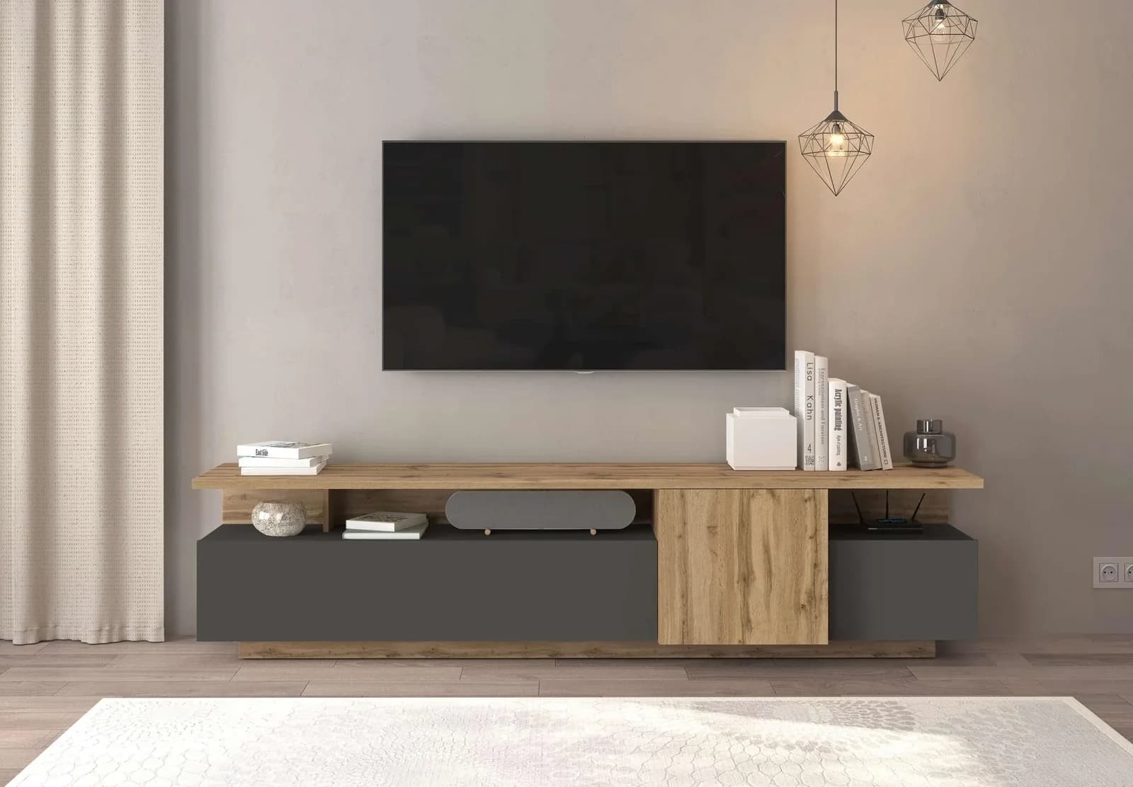 OTTO HOME Lowboard ETHOS Eiche Wotan Anthrazit matt