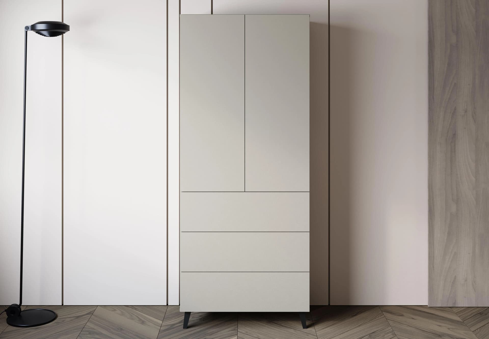 HOME AFFAIRE Highboard Phuket Beige Push-to-Open