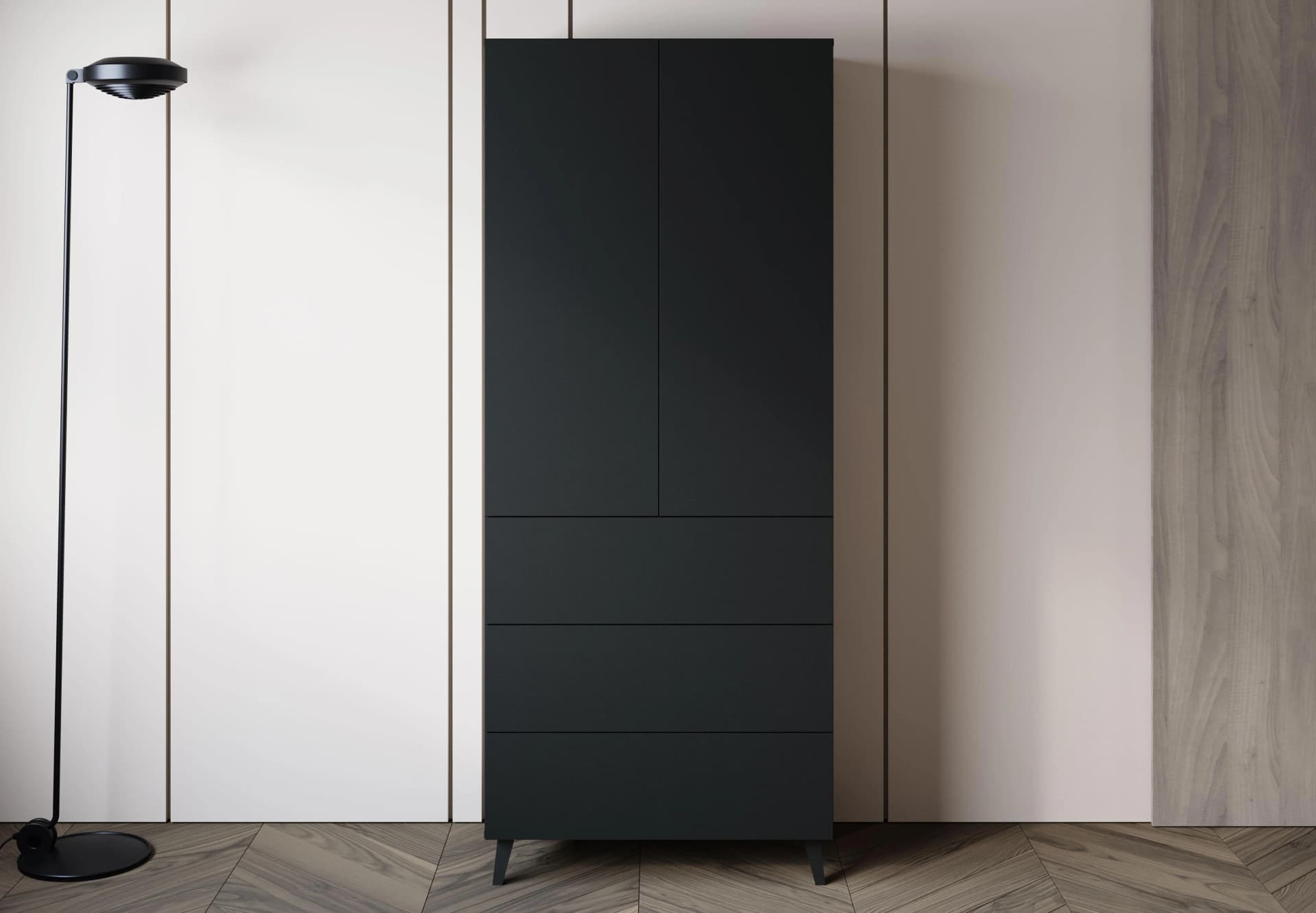 Home Affaire Highboard Phuket Schwarz Matt Push-to-Open