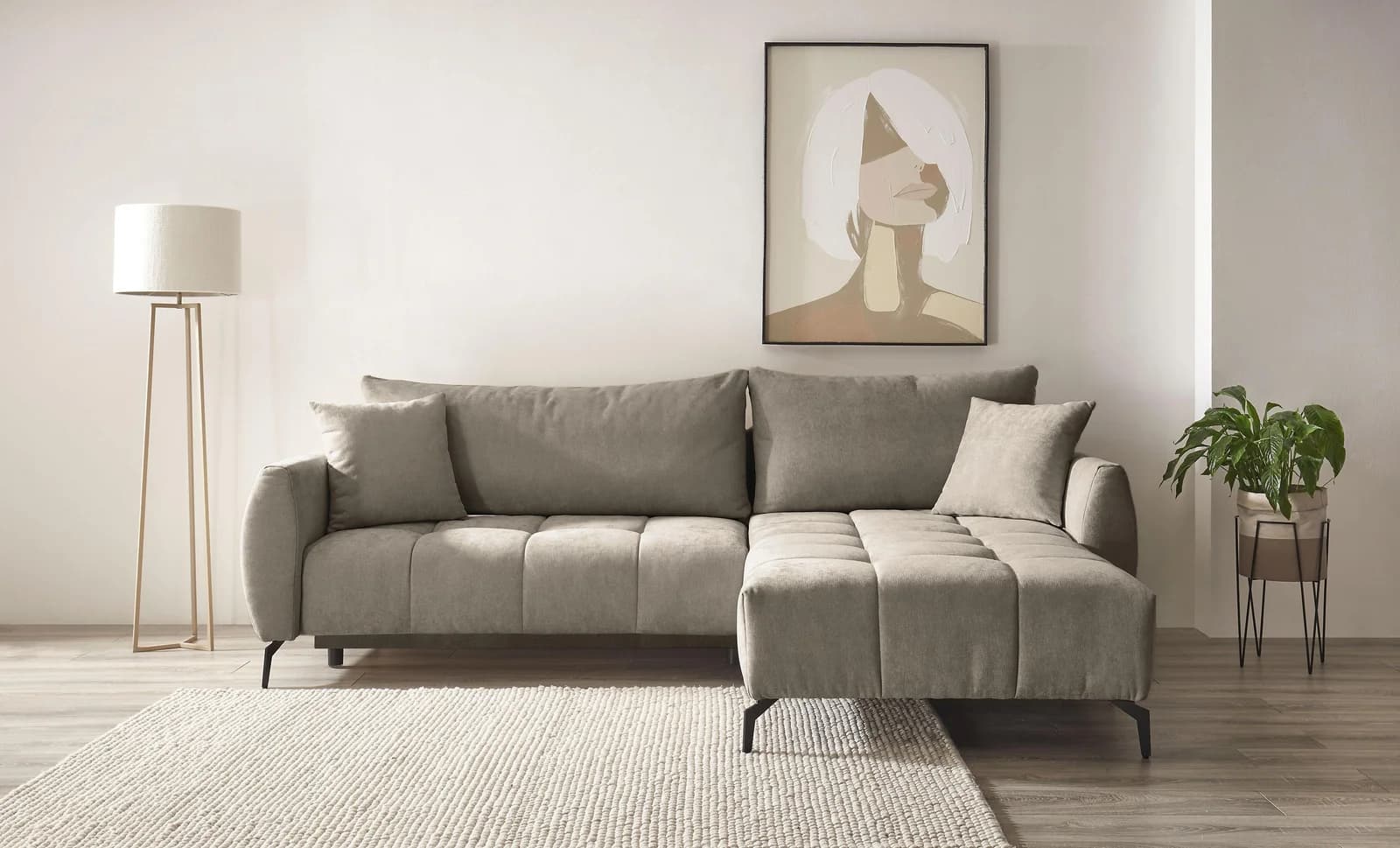 OTTO HOME Ecksofa JINNIE Chenille L-Form mit Schlaffunktion beige