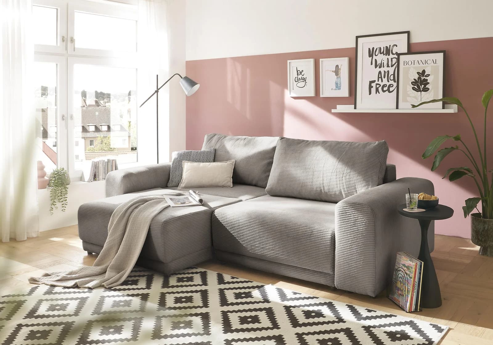 Schlafsofa OTTO HOME PHEELIX Cord 3-fach grau (hellbraun)