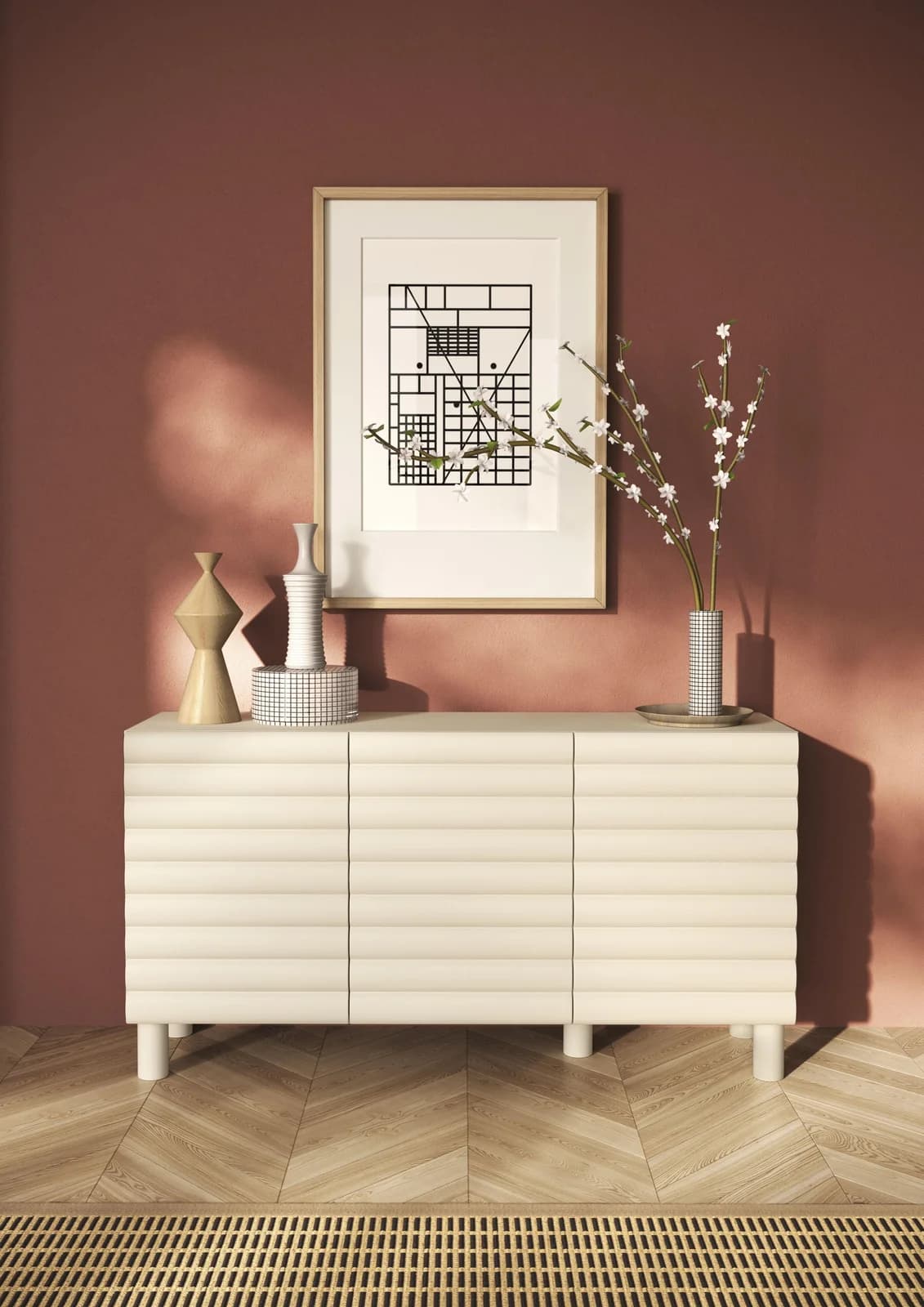 OTTO HOME Sideboard Adria 152 cm beige mit 3 Türen