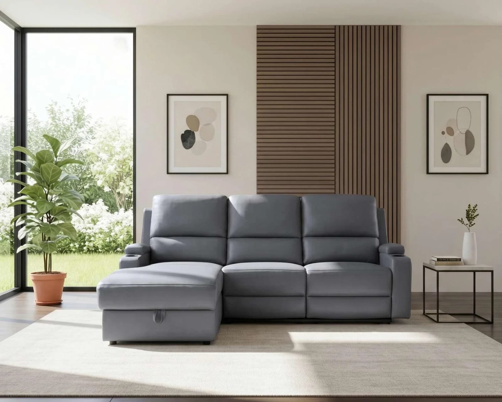 Ecksofa OTTO HOME NAPORI Kunstleder Relaxfunktion Anthrazit
