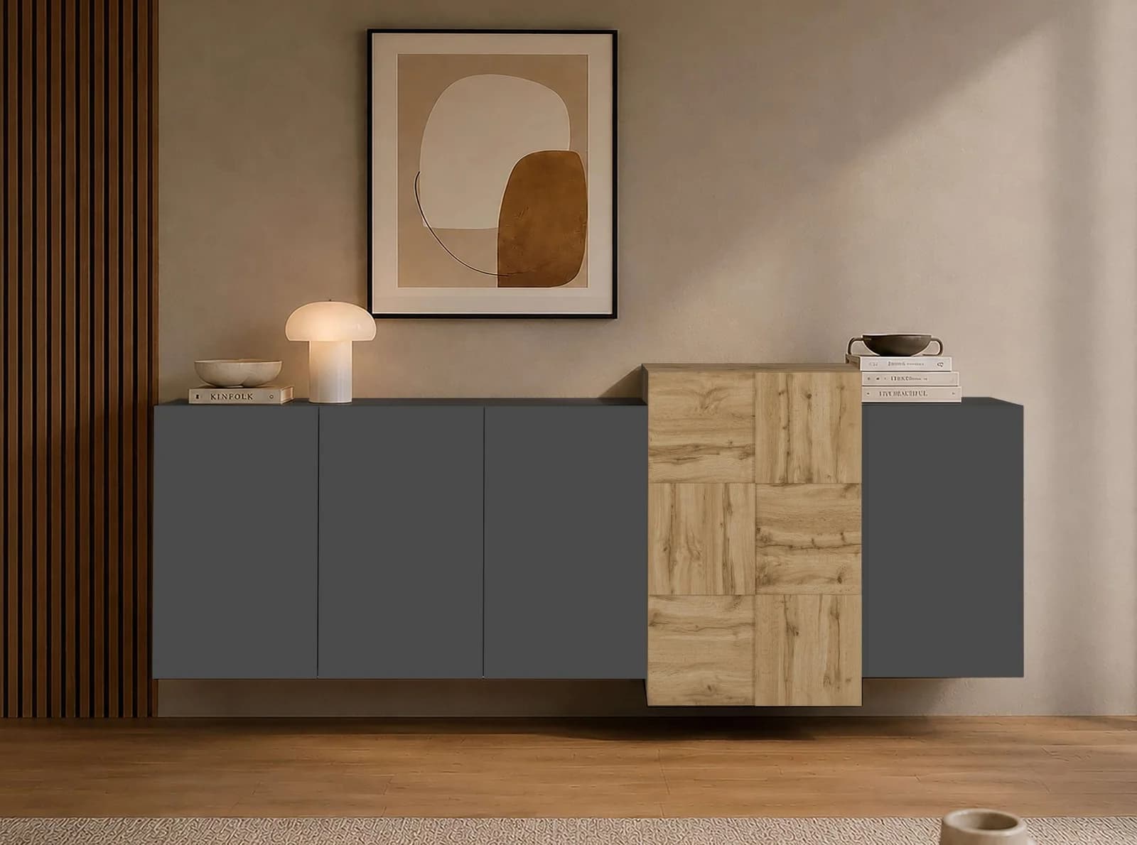 OTTO HOME Sideboard NEXOS 210cm Anthrazit Eiche Wotan