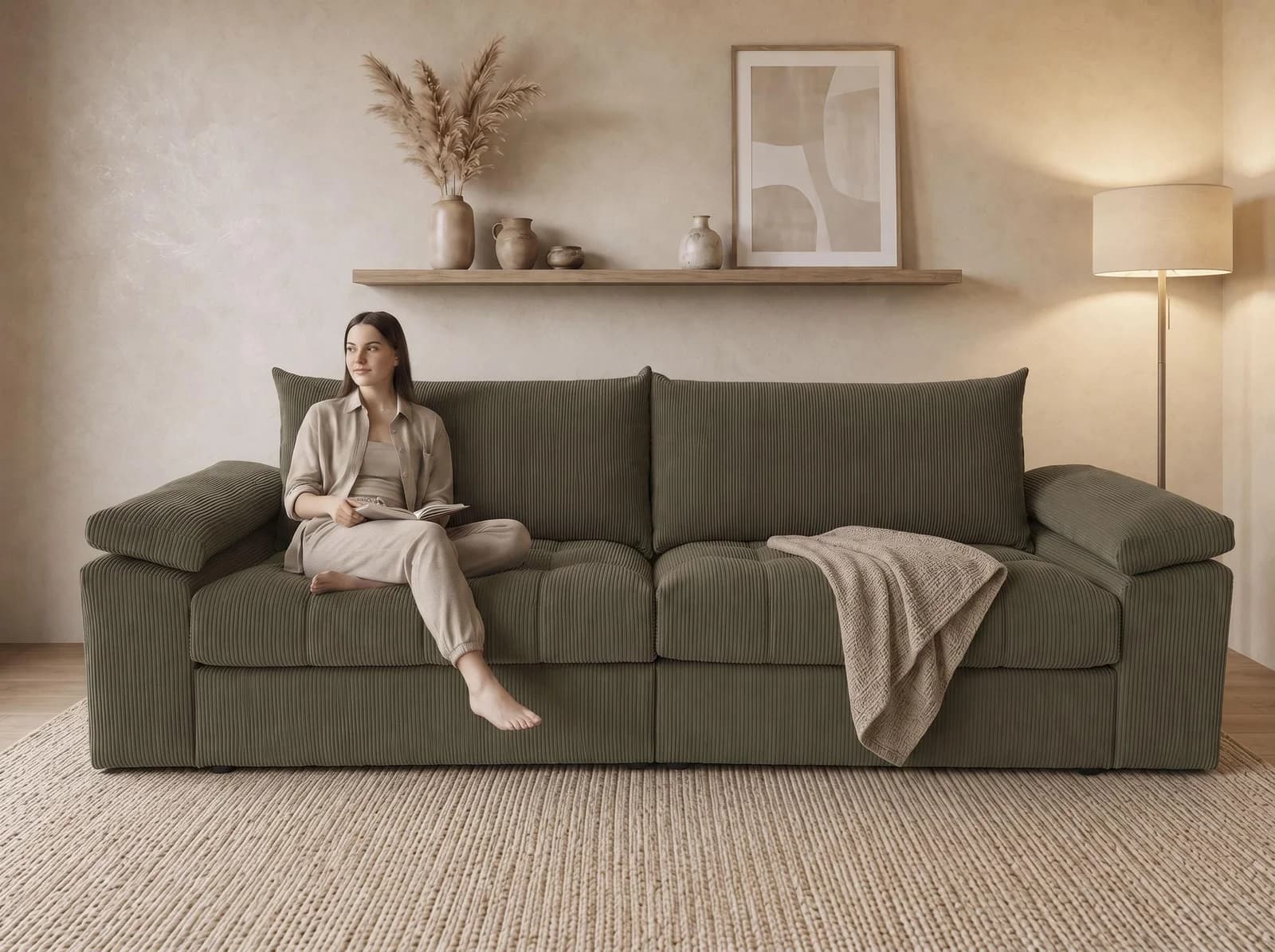 OTTO HOME Big-Sofa Soft&Cosy Pik XXL Cord Olive