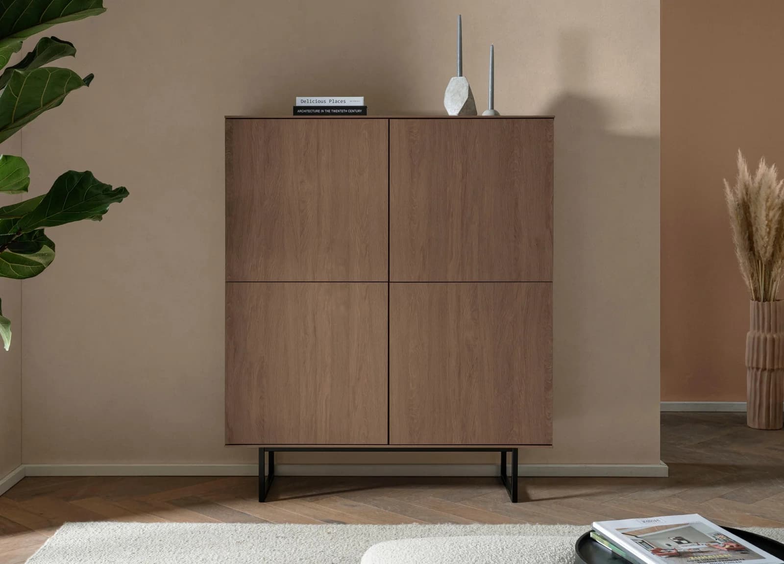 Home Affaire Highboard Lund Nussbaum Schwarz Kufengestell Modern