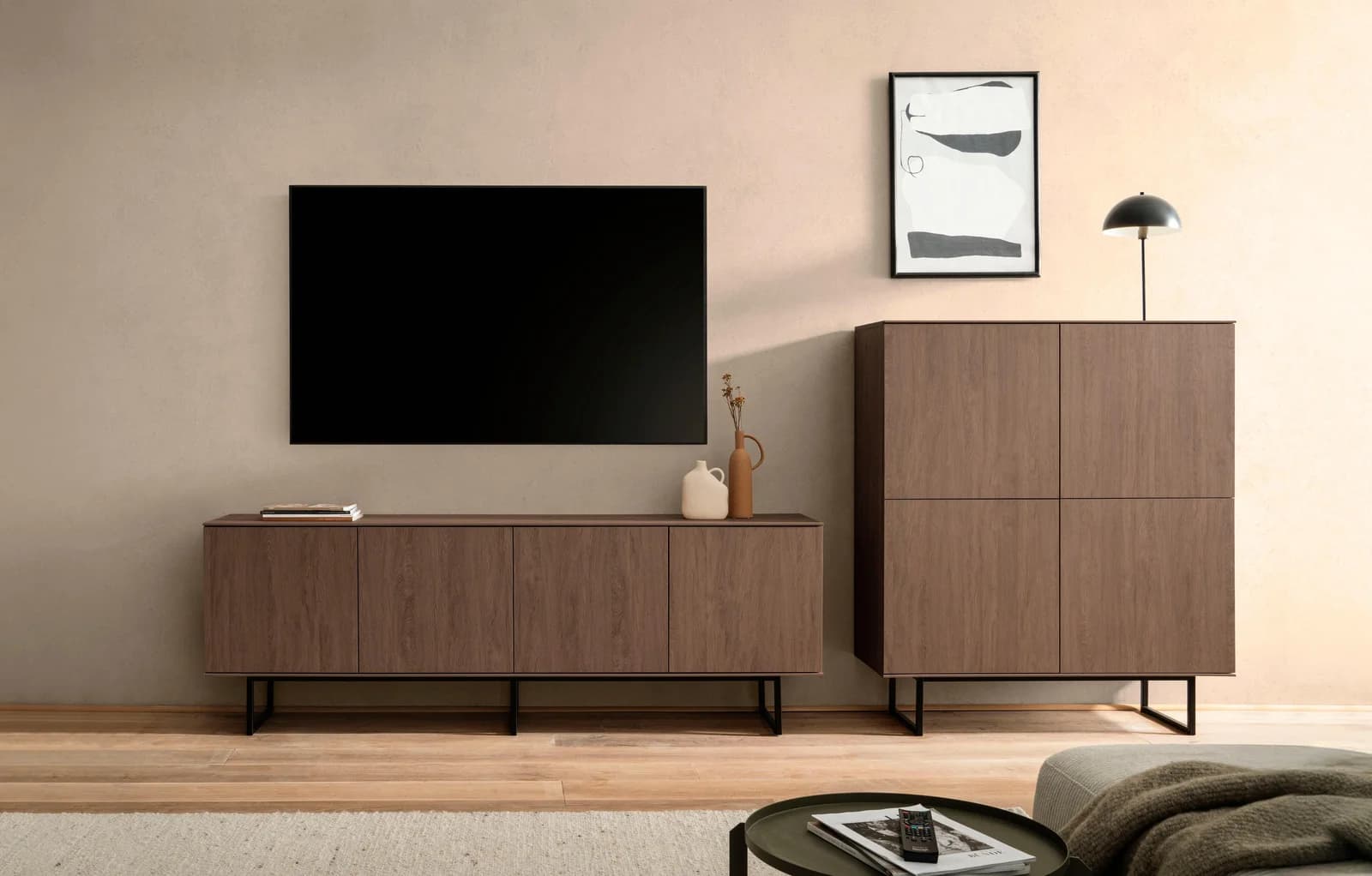 HOME AFFAIRE Wohnzimmer-Set Lund Nussbaum Modern