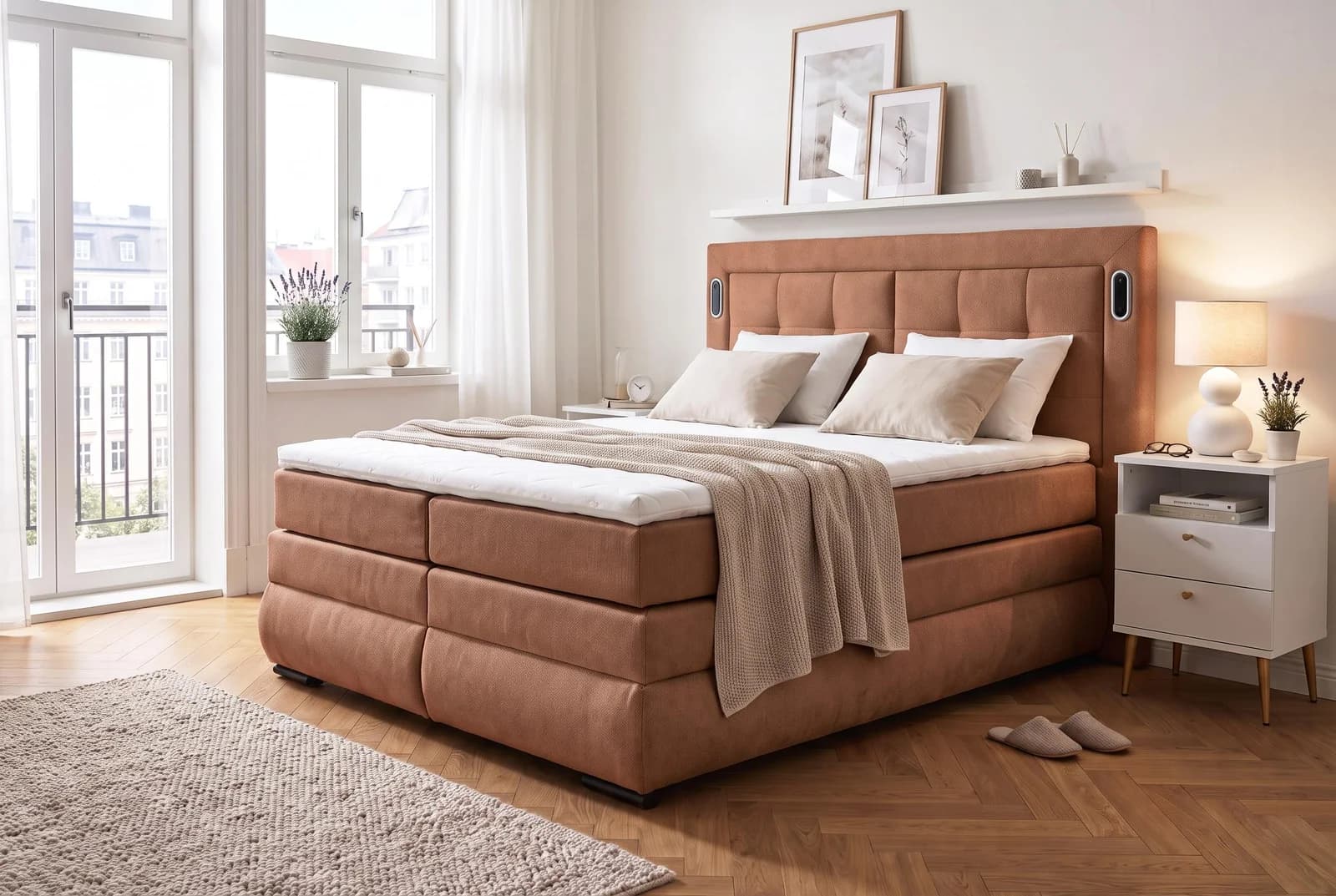 OTTO HOME Boxspringbett MIVVA mit Bettkasten und Matratzenmix H3/H4